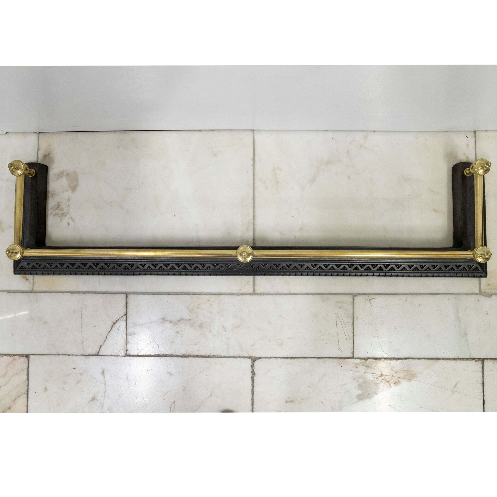 Antique Fireplace Fender With Finials photo vinterior