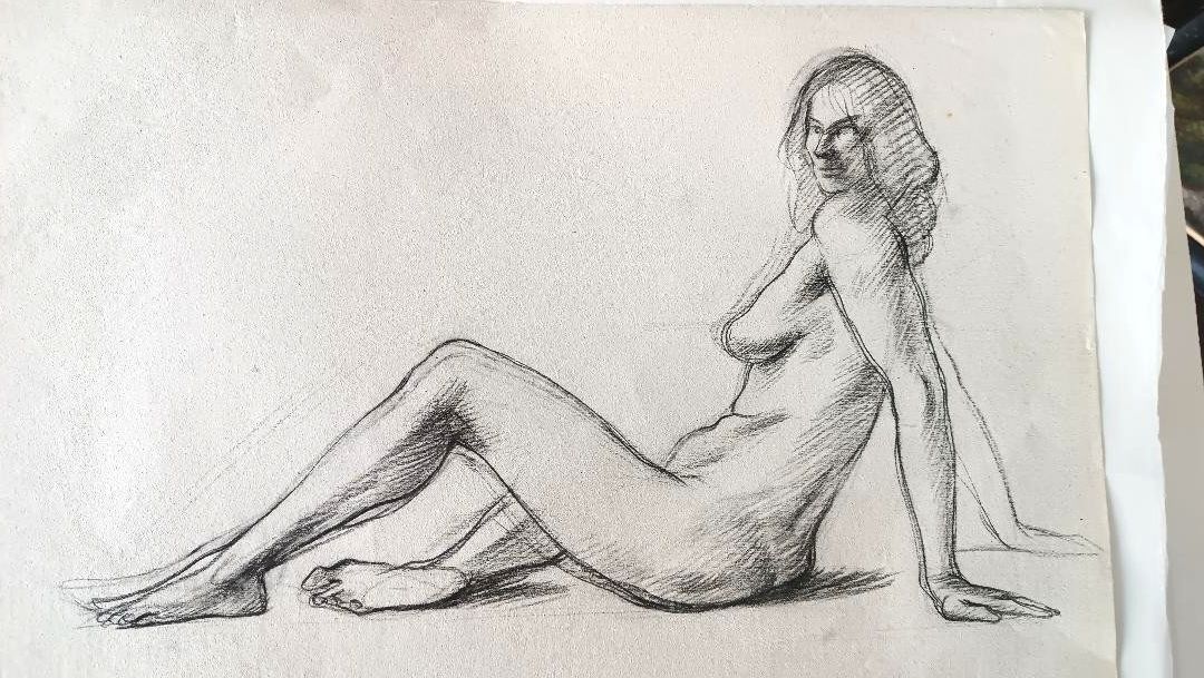 Women's Nude Sketch Pencil Drawing On Paper Gabriele Vicari photo furniture