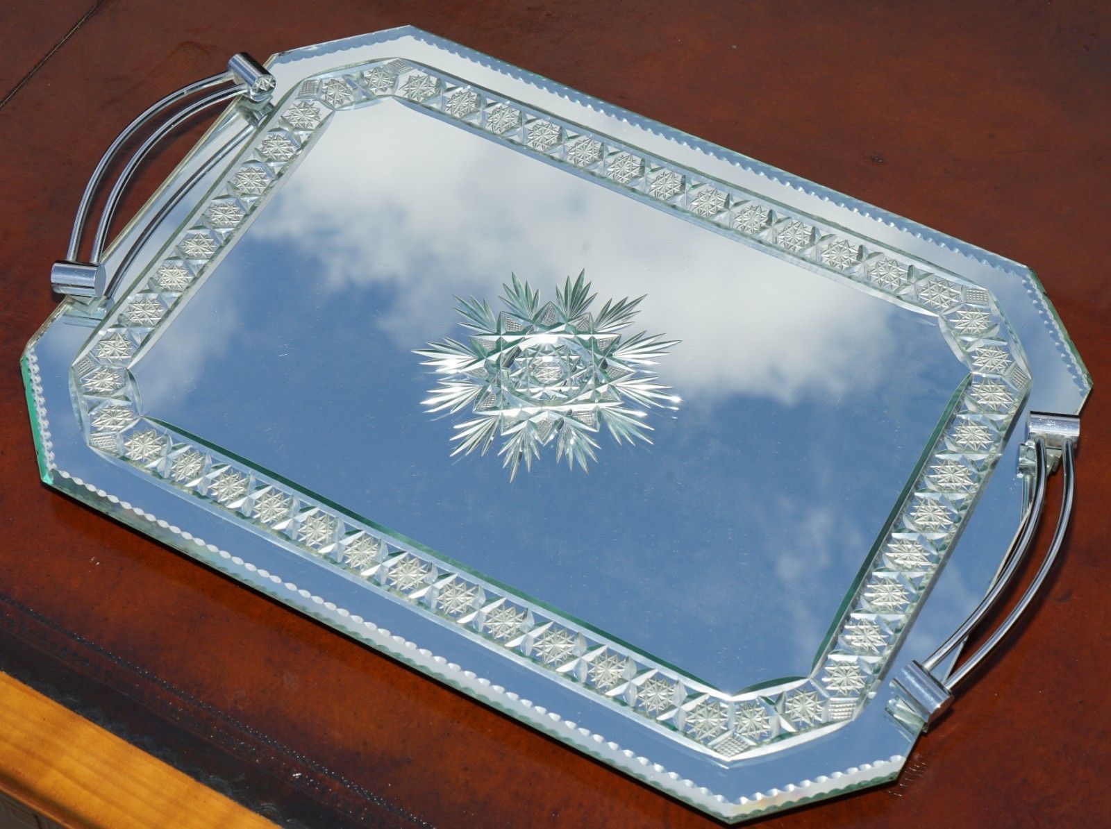 Exquisite Hand Made In Italy Venetian Etched Glass Tray Bought It Asprey & Co photo for sale