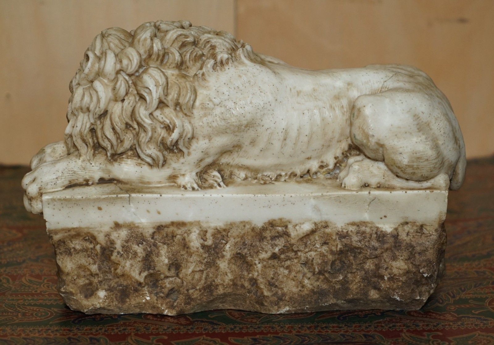 Art Pair Of Antique 19th Century Italian Antonio Canova Tomb Of Pope Clement Lions photo