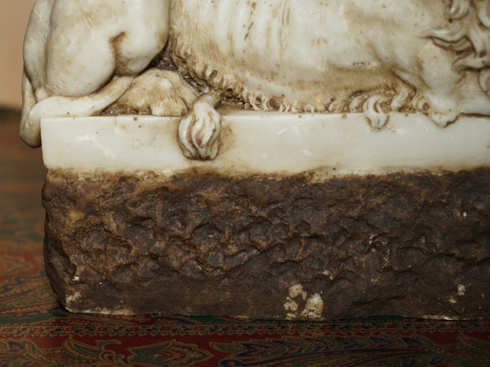 Fine Pair Of Antique 19th Century Italian Alabaster Lions After Antonio Canova photo vintage