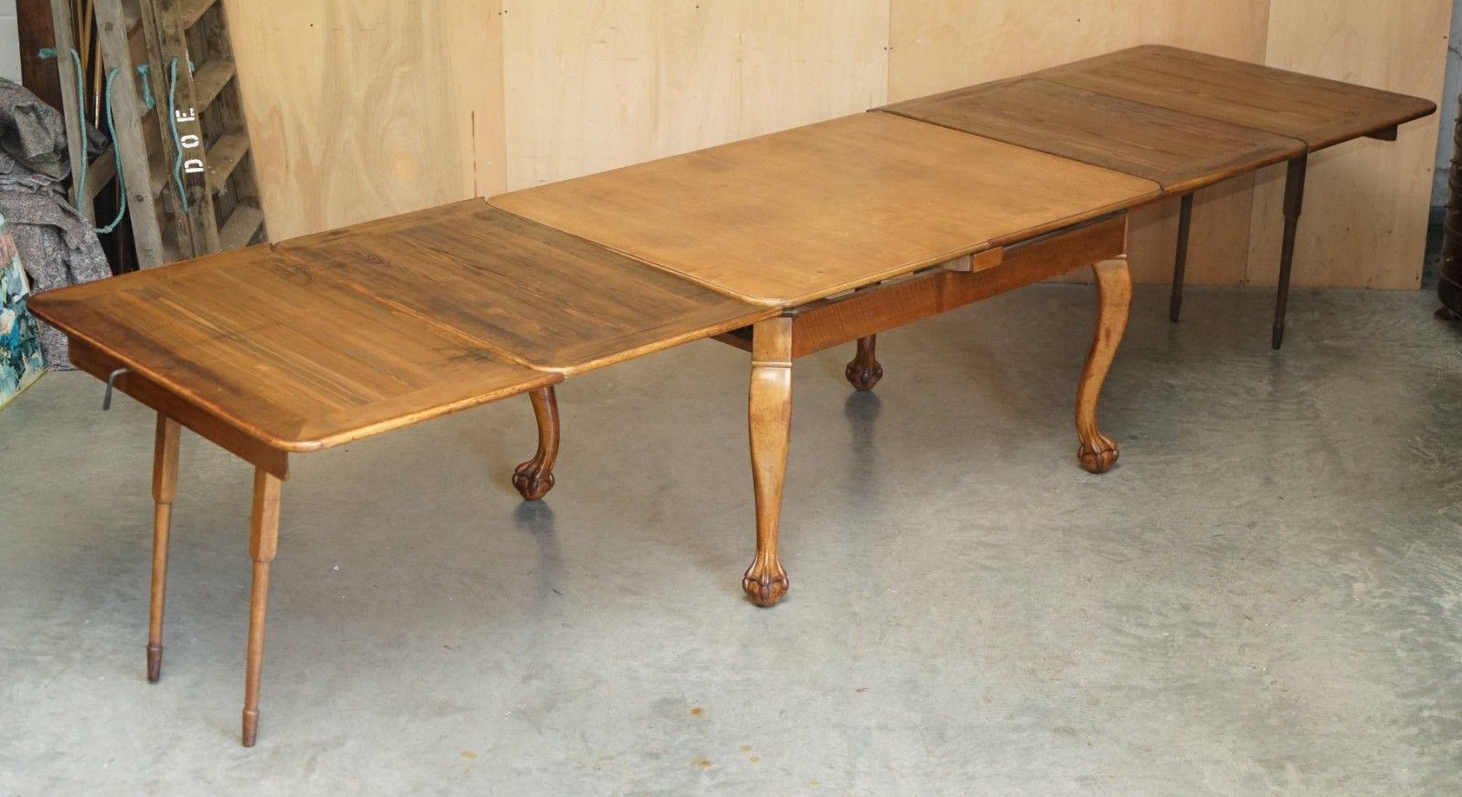 photo buy Massively Extending Antique French Walnut Art Deco Claw & Ball Dining Table