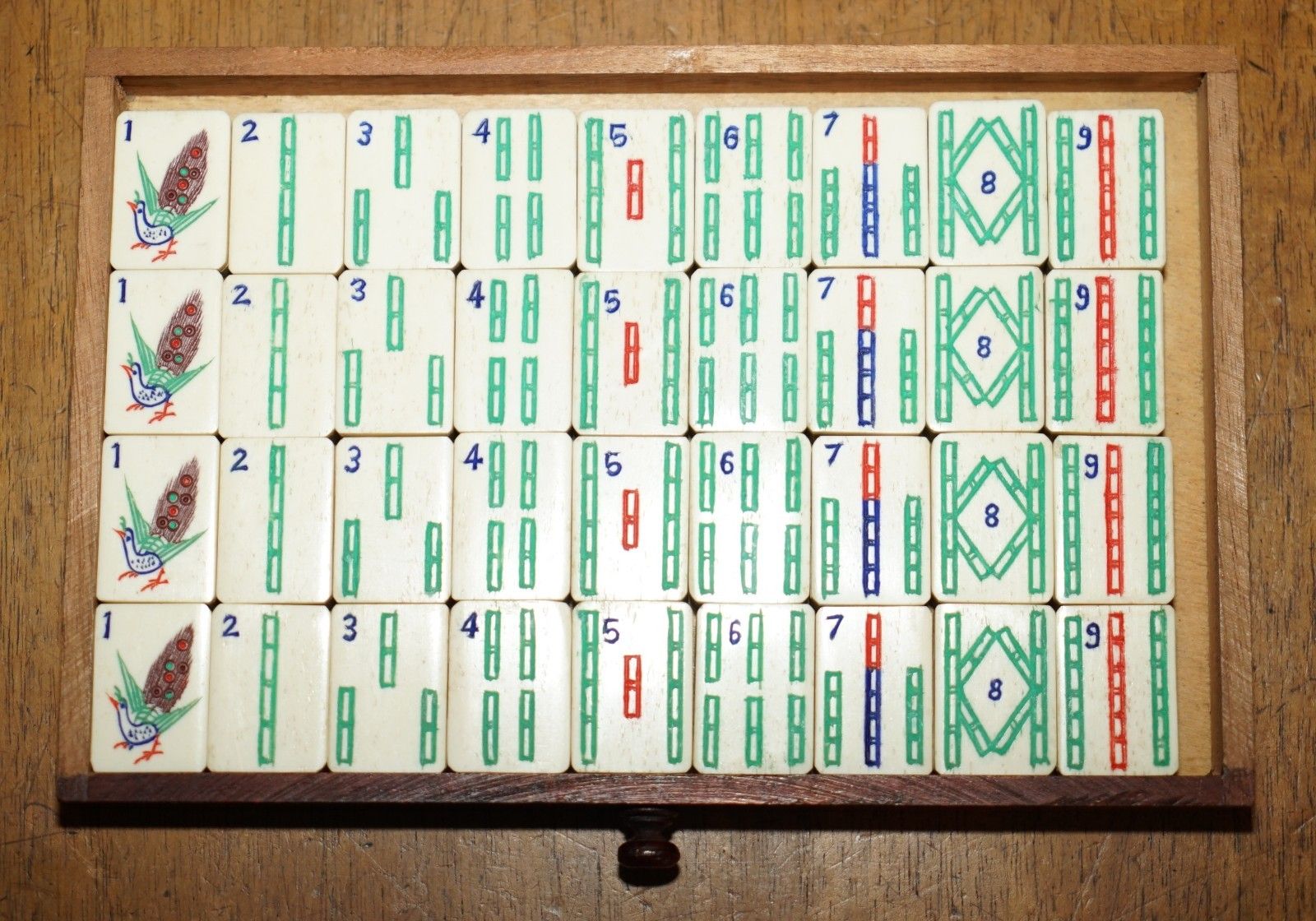 photo furniture Exquisite Antique 4 Person Mahjong Suite Circa 1920's Chinese Export With Dice