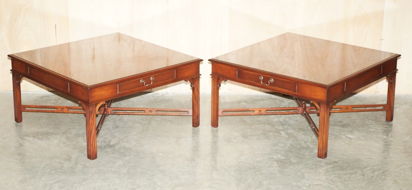 Pair Of Flamed Mahogany Thomas Chippendale Style Huge Side End Or Coffee Tables photo furniture