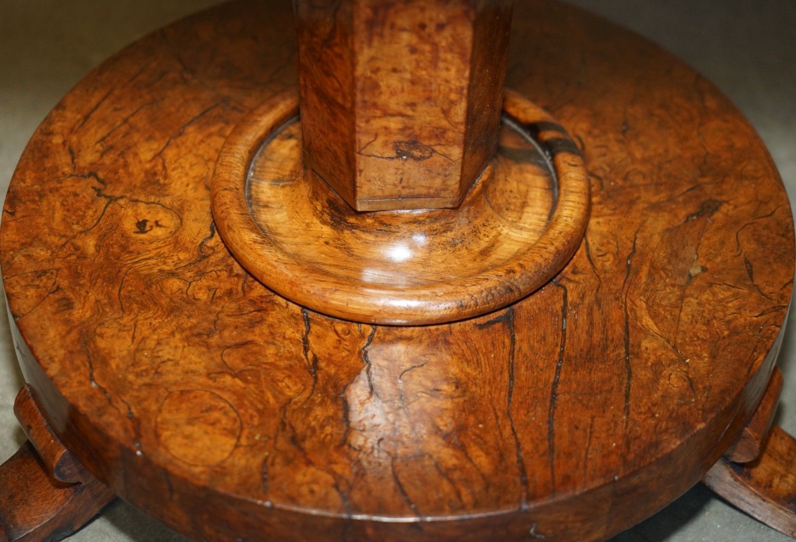 photo vinterior Super Rare Original Victorian Pollard Oak Side End Lamp Wine Table Patina!!!!!!!