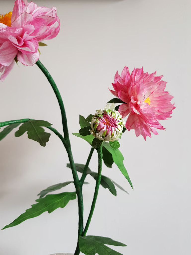 Realism Hand Crafted Powder Puff Dahlia Anenome photo for sale