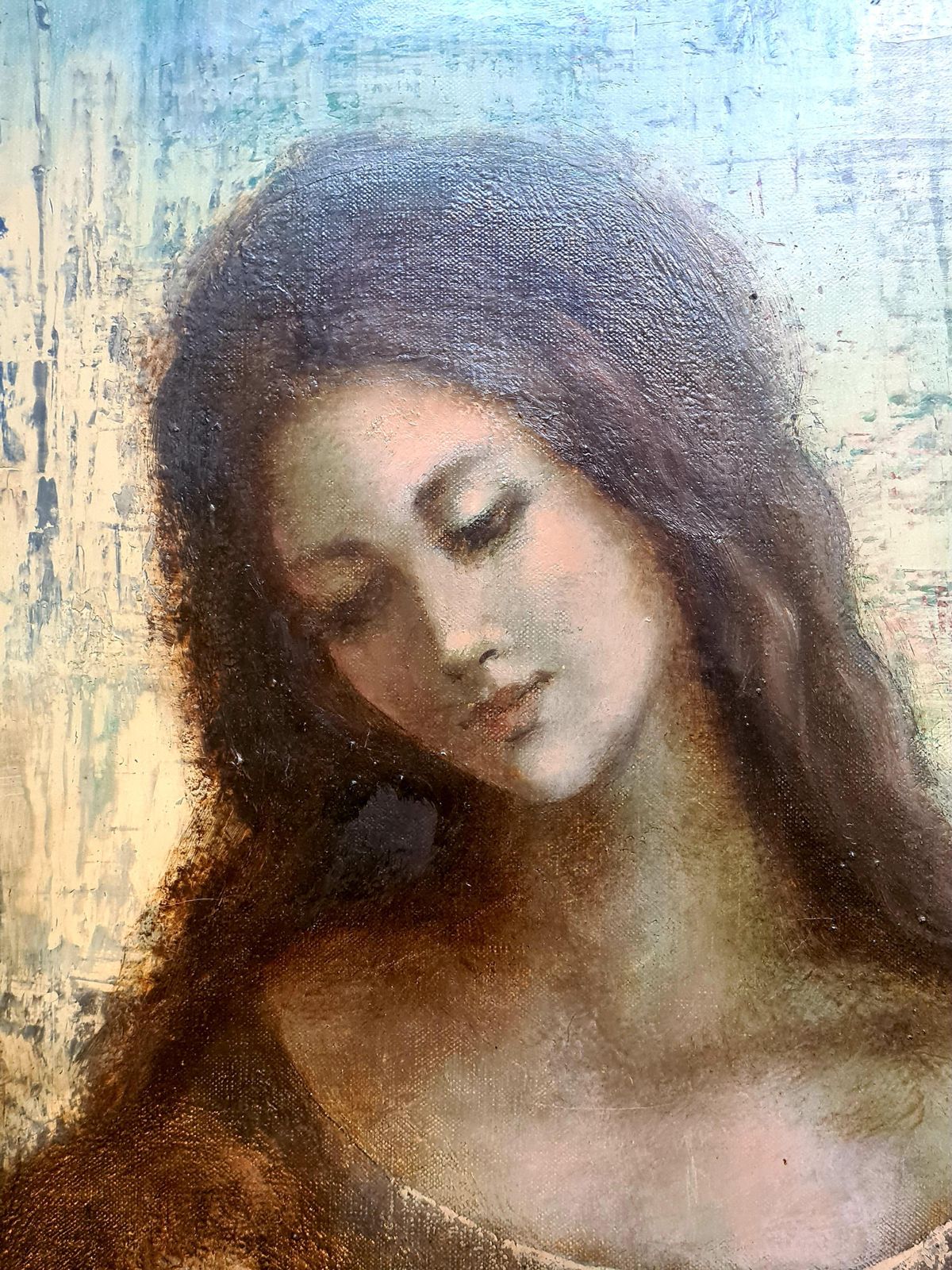 Mother And Child, Ecole De Paris, Large Oil On Canvas 1960s By Guy Cambier photo Art