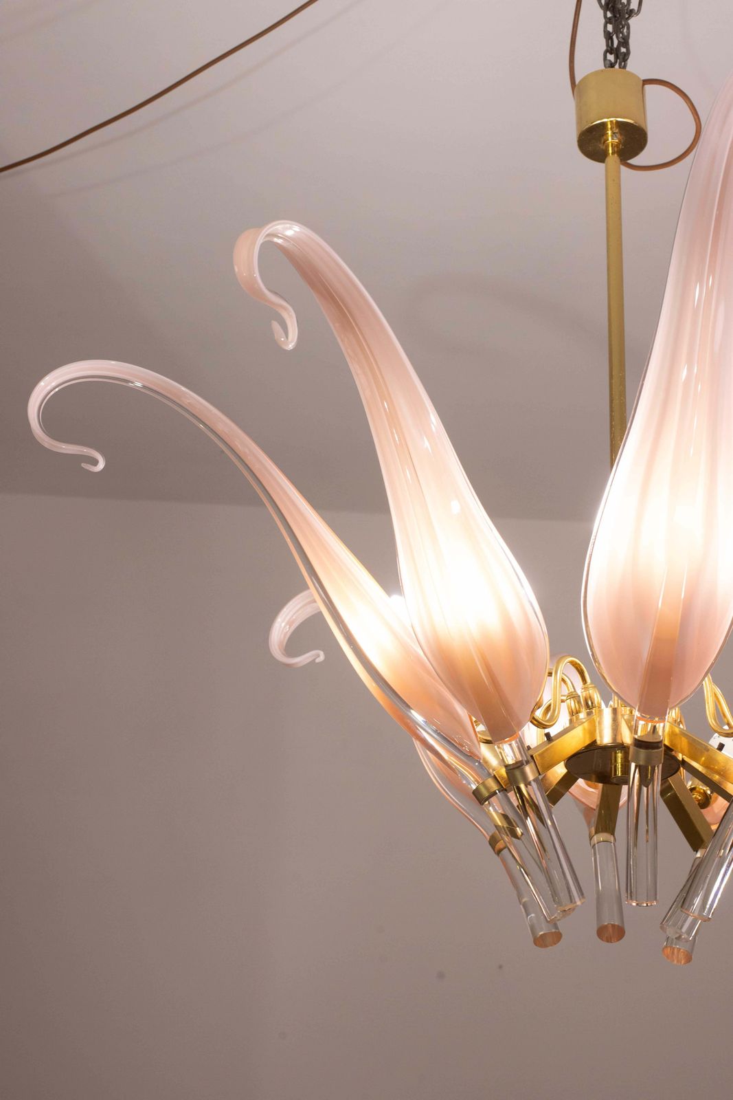 photo buy Extraordinary Pink Murano Glass Leaves Chandelier Large Size By Franco Luce
