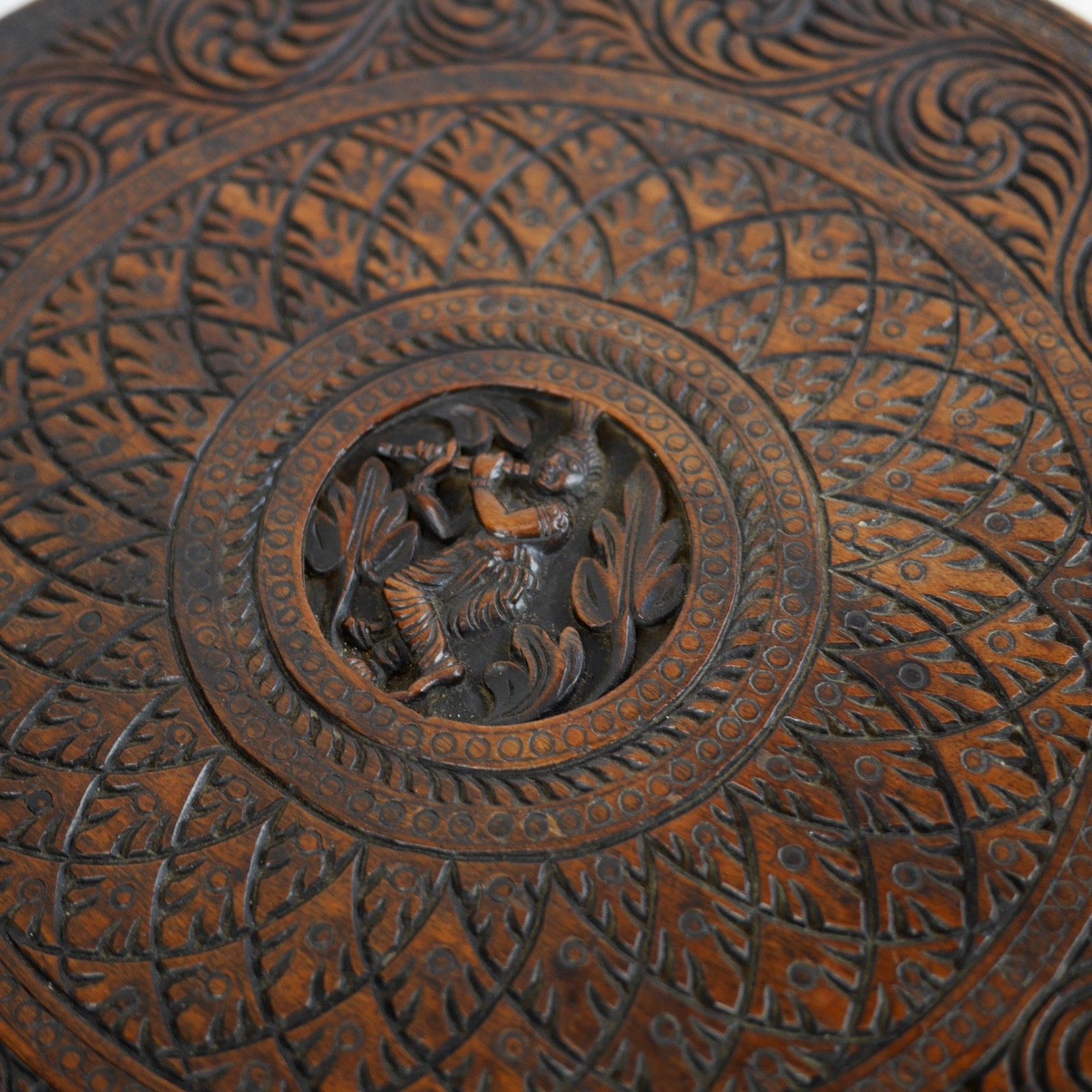 photo furniture Antique Bermese Carved Hardwood Elephant Side Table Stand #102992