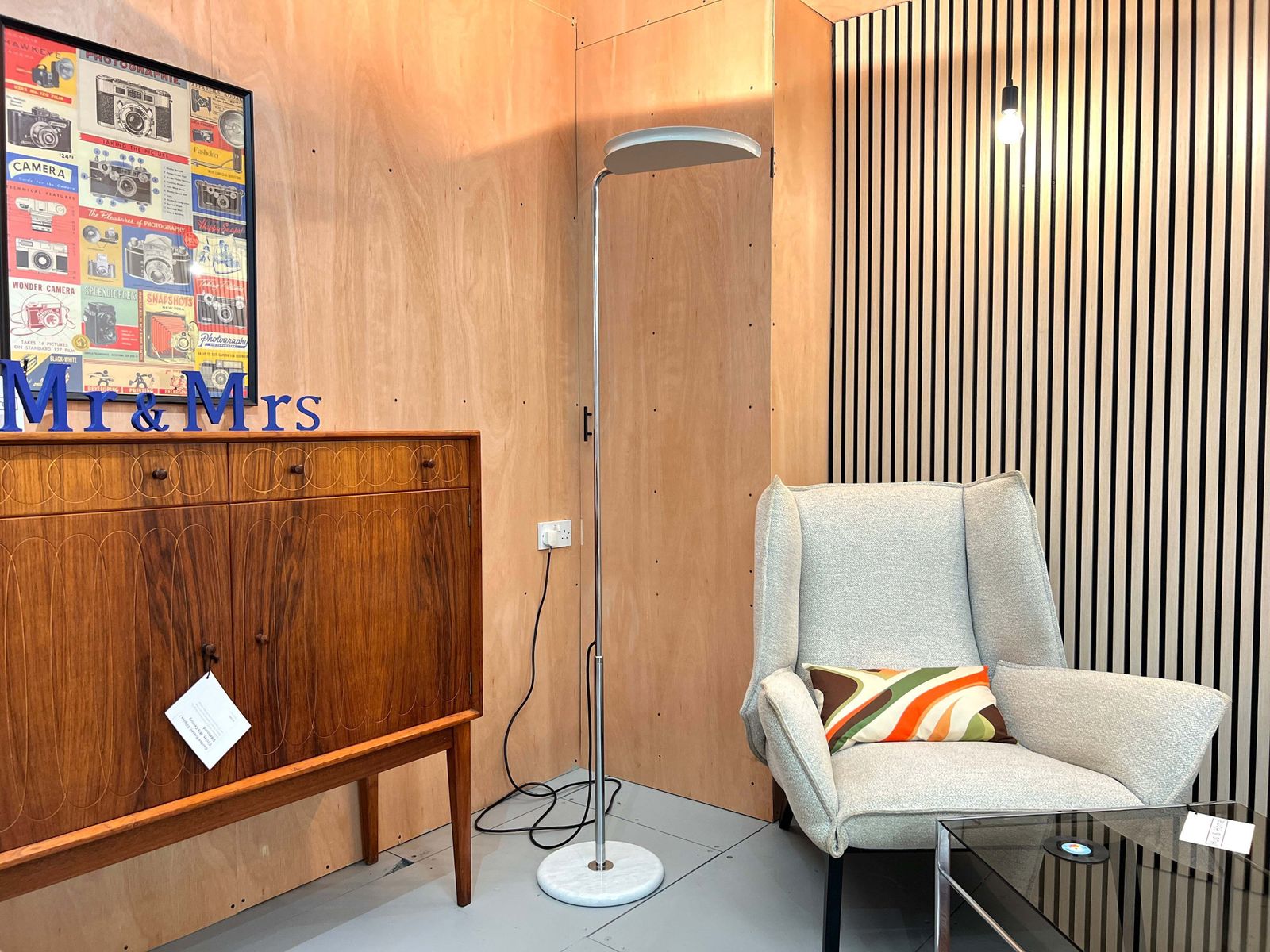 Bruno Gecchelin, Mezzaluna Floor Lamp With Marble Base And Chrome Shaft photo 445.0