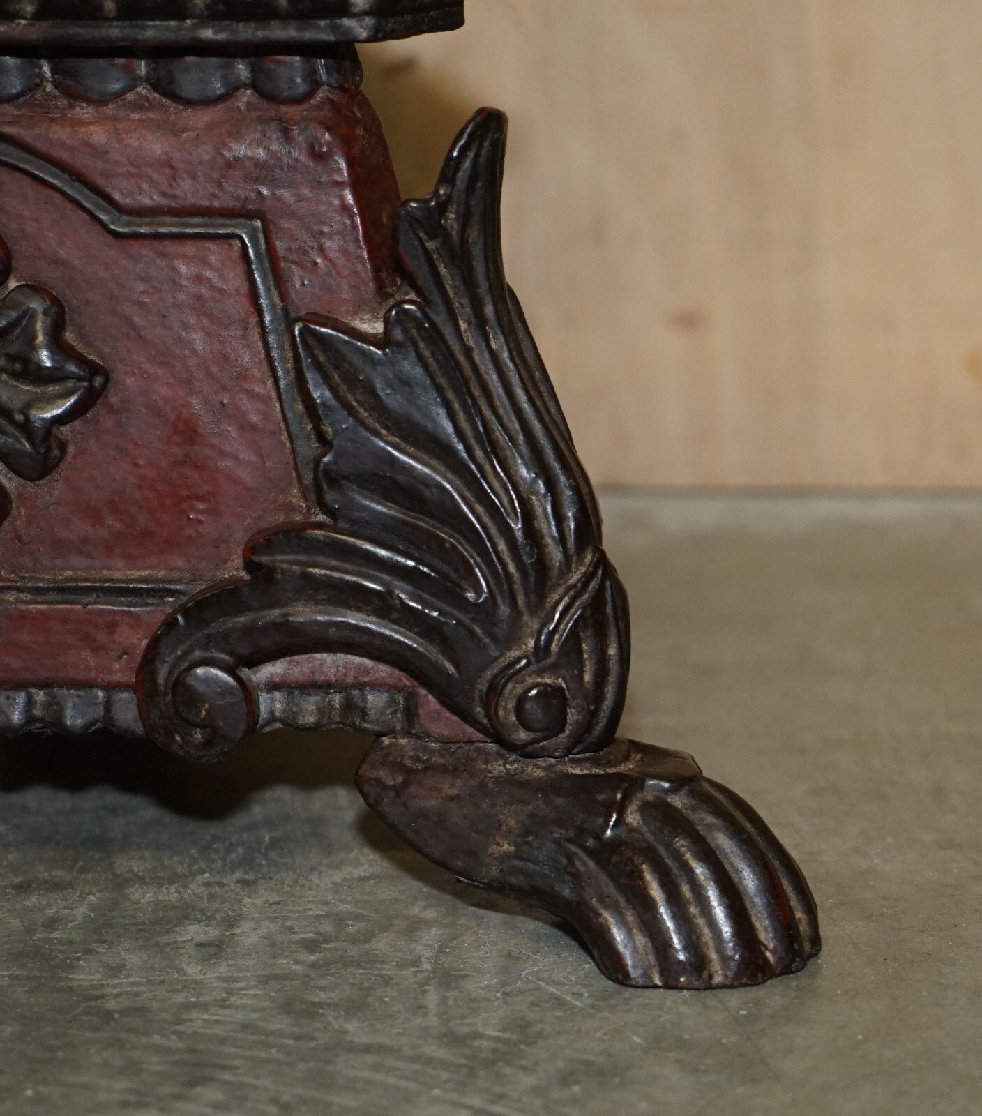 photo for sale Stunning Hand Carved Circa 1800 Large Floor Standing Extra Large Candle Holder