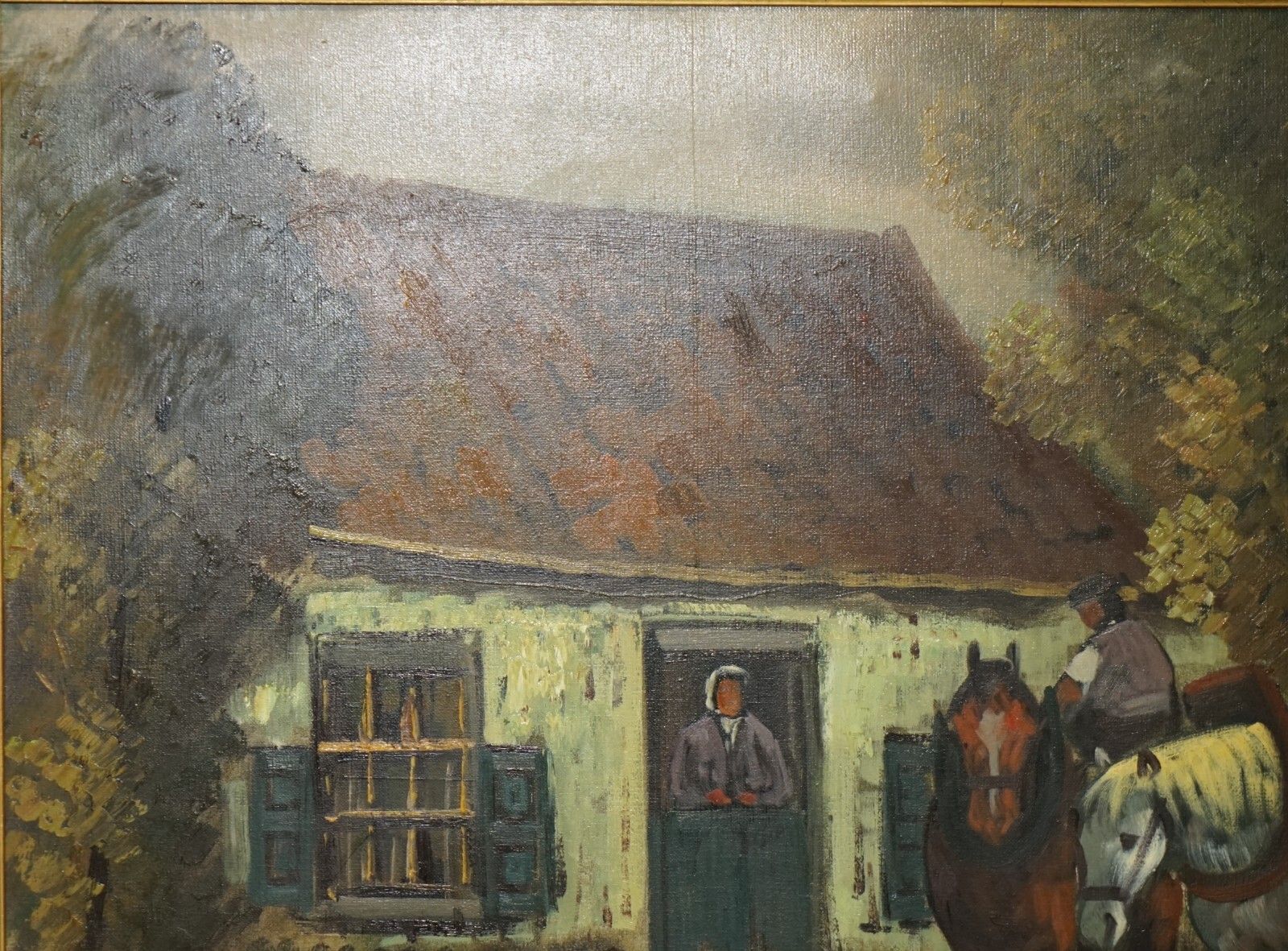 photo vinterior Extra Large 159x94cm H. Verbeelk Signed Oil Painting Of A Rural Scene With Horse