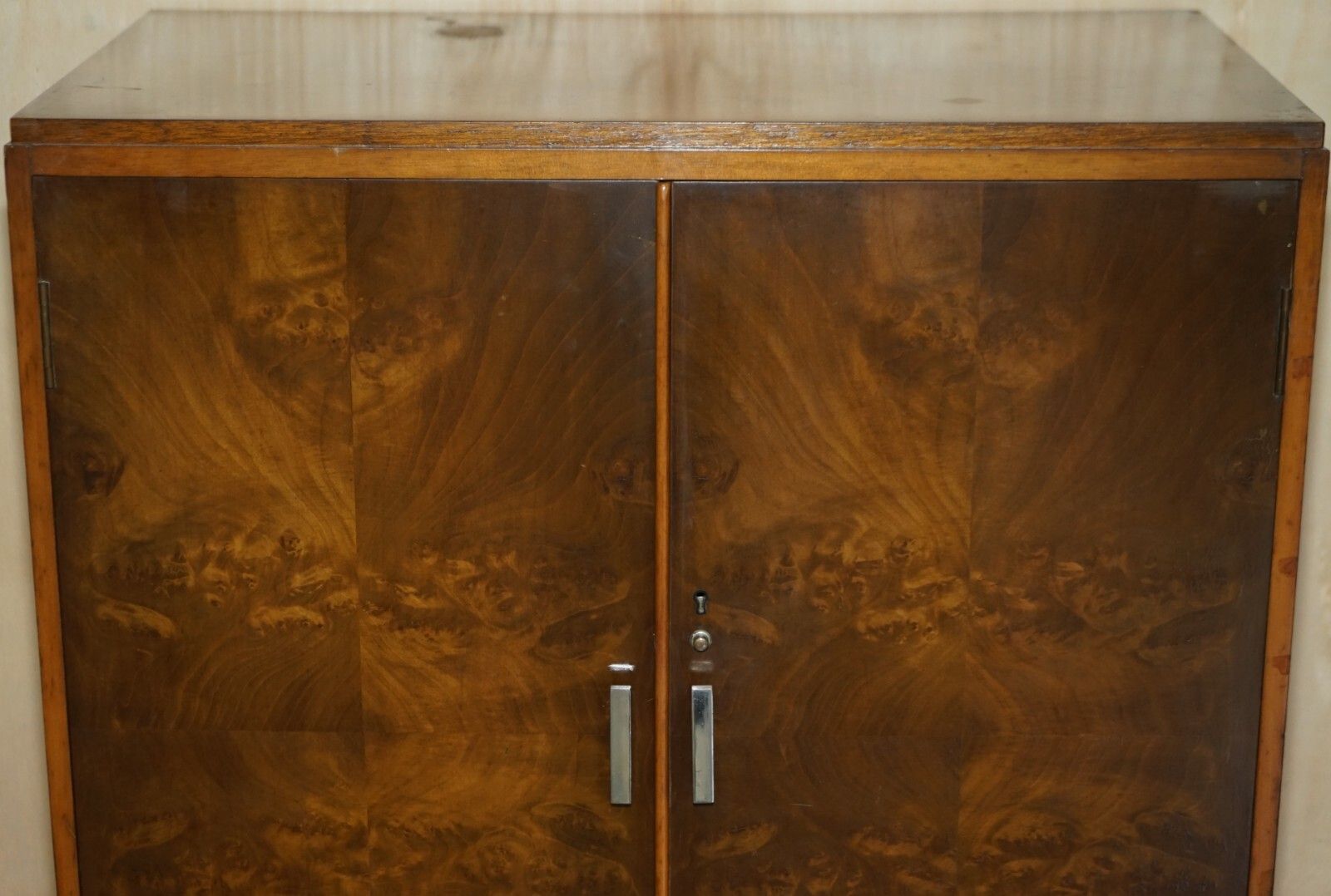 Fine Antique Art Deco Waring & Gillow Burr Walnut Housekeepers Linen Cupboard photo Furniture