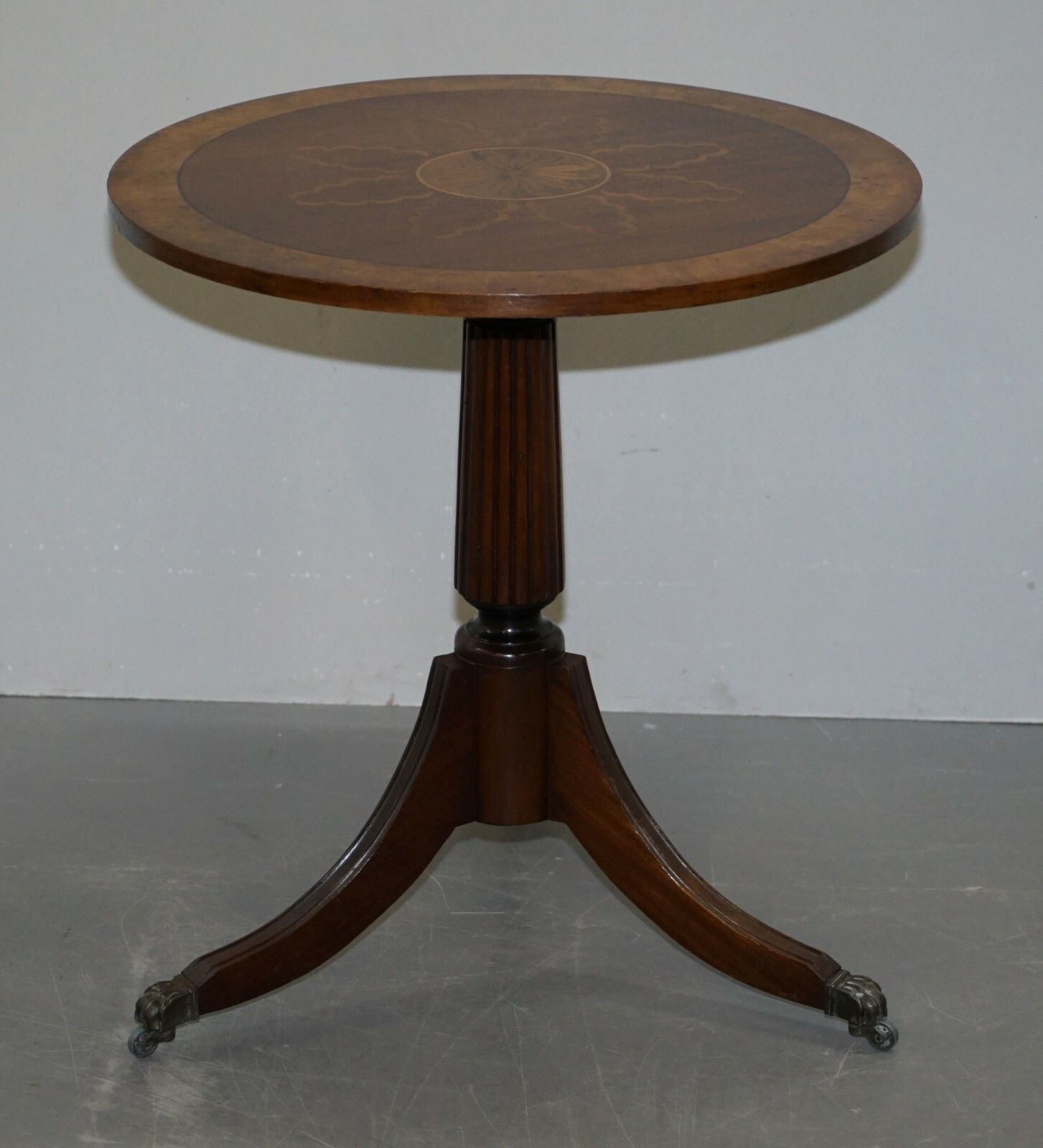 Sublime Pair Of Burr Walnut Marquetry Inlay Large Side Tables Lion Paw Castors photo for sale