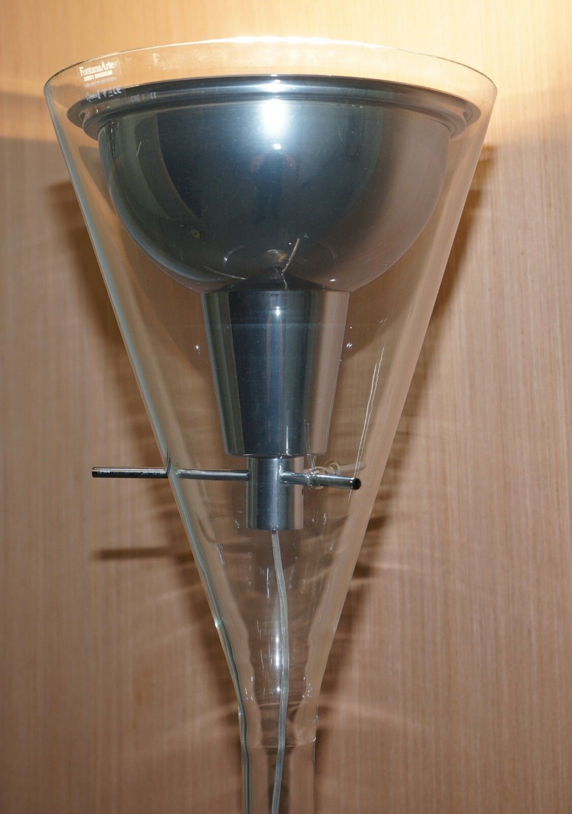 Rrp £4500 Pair Of Fontana Arte Flute Magnum Floor Standing Glass & Chrome Lamp photo vintage