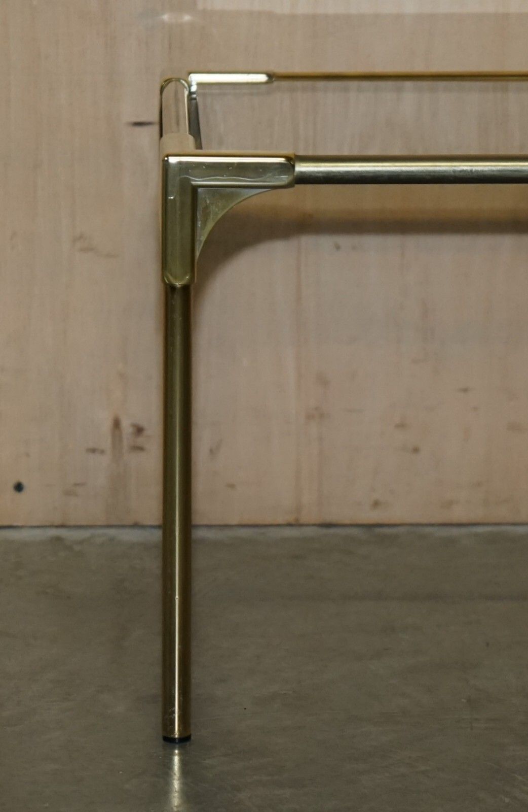 Mid Century Modern Brass & Smoked Glass Coffee Table & Pair Of Side Nest Tables photo Furniture