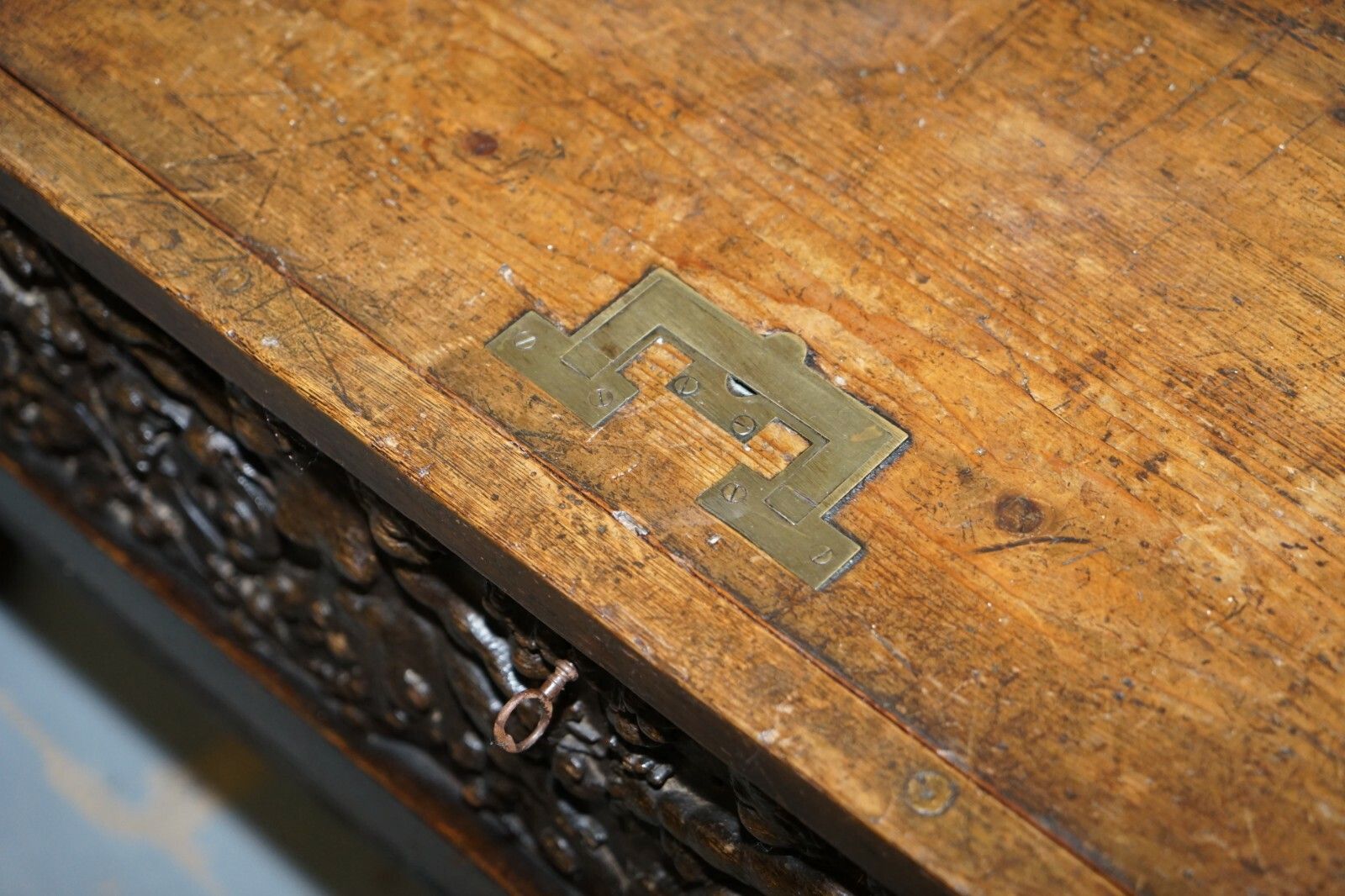 Very Rare Circa 1720 Trunk Chest Coffer On Stand Sideboard Carved Cherub Figures photo 2000.0