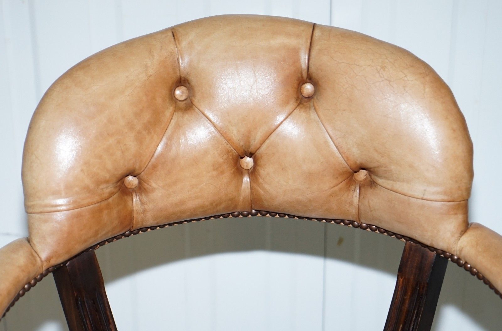 Four Rrp £9200 Brown Leather House Of Chesterfield Court Office Dining Chairs photo vinterior