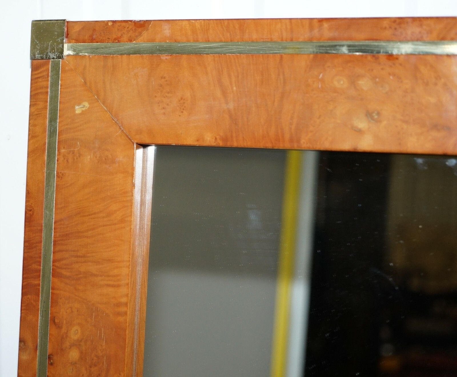 Matching Pair Of Mid Century Burr Walnut & Gold Plated Renato Zevi Wall Mirrors photo vinterior