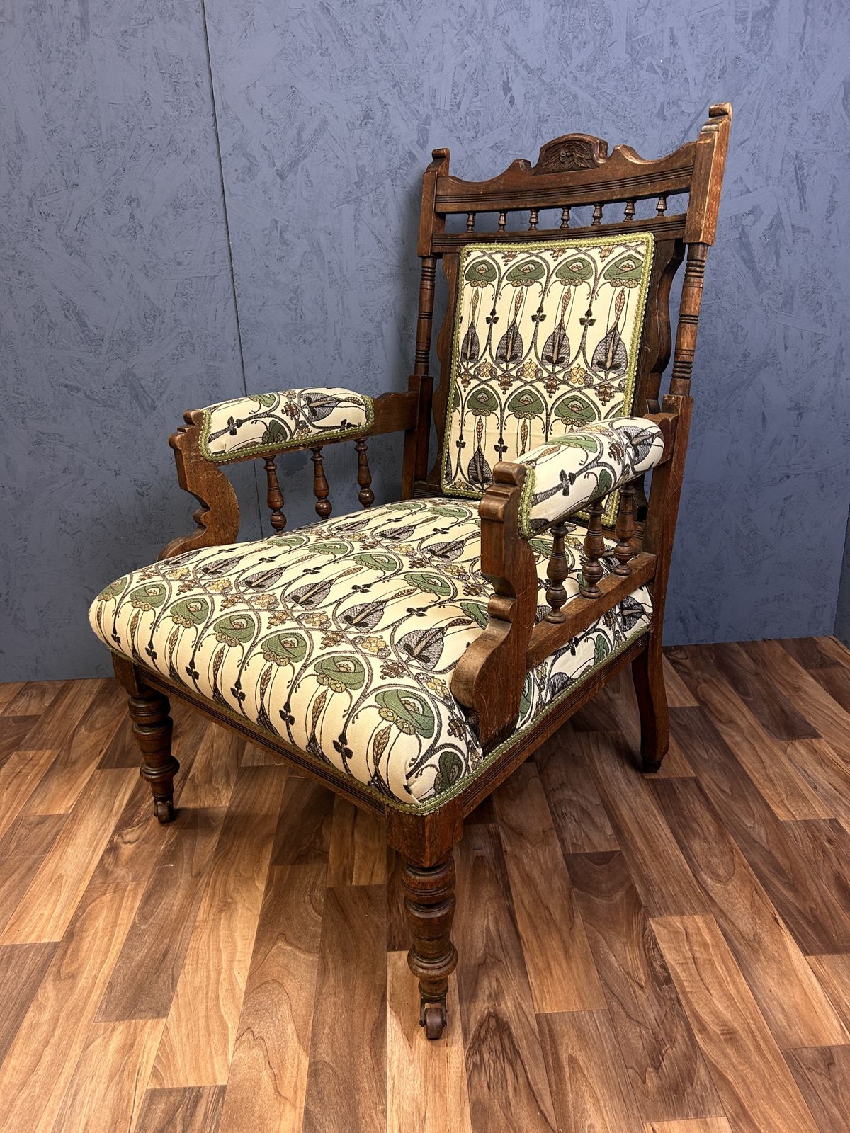 Edwardian Armchair In Art Nouveau Fabric
