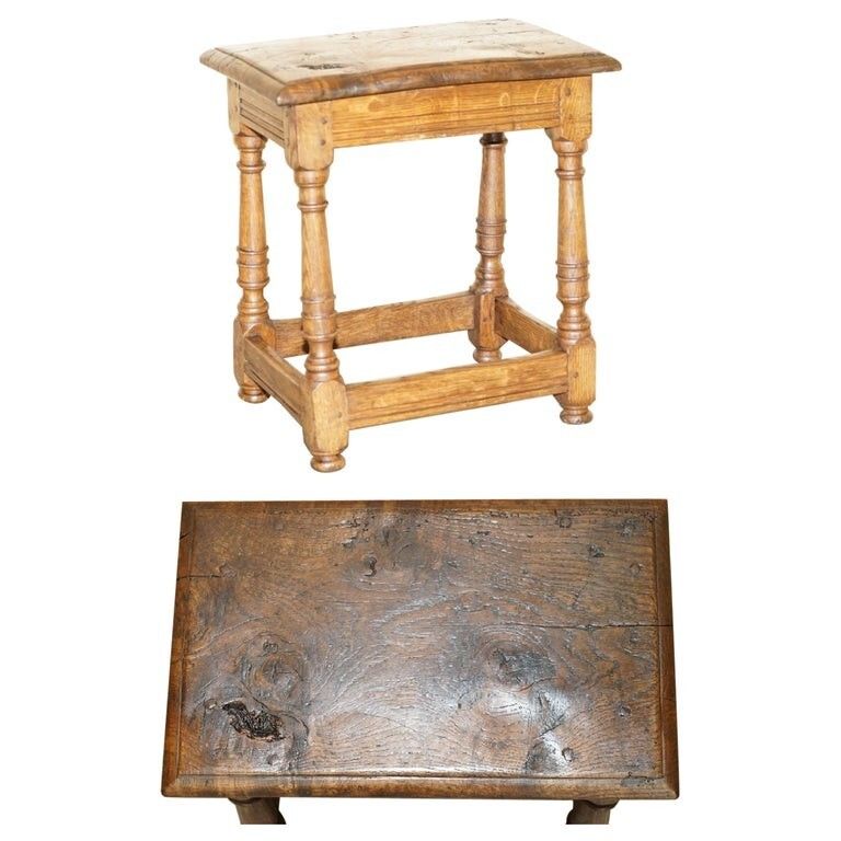 Stunning Heavily Burred Oak Antique 18th Century Circa 1780 Jointed Stool Table