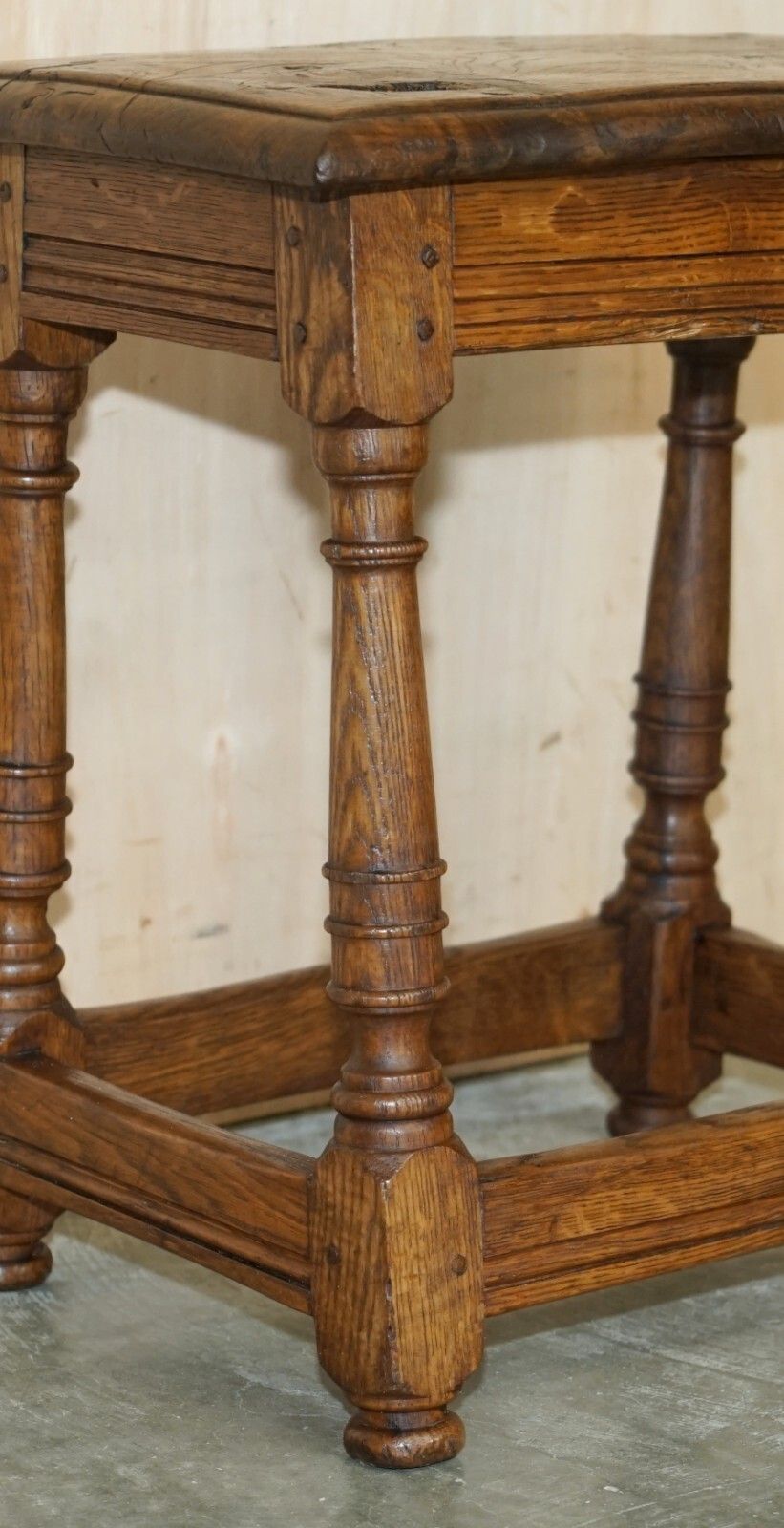 Stunning Heavily Burred Oak Antique 18th Century Circa 1780 Jointed Stool Table photo buy