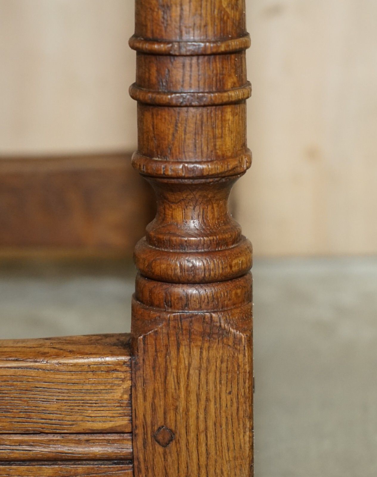 Furniture Stunning Heavily Burred Oak Antique 18th Century Circa 1780 Jointed Stool Table photo