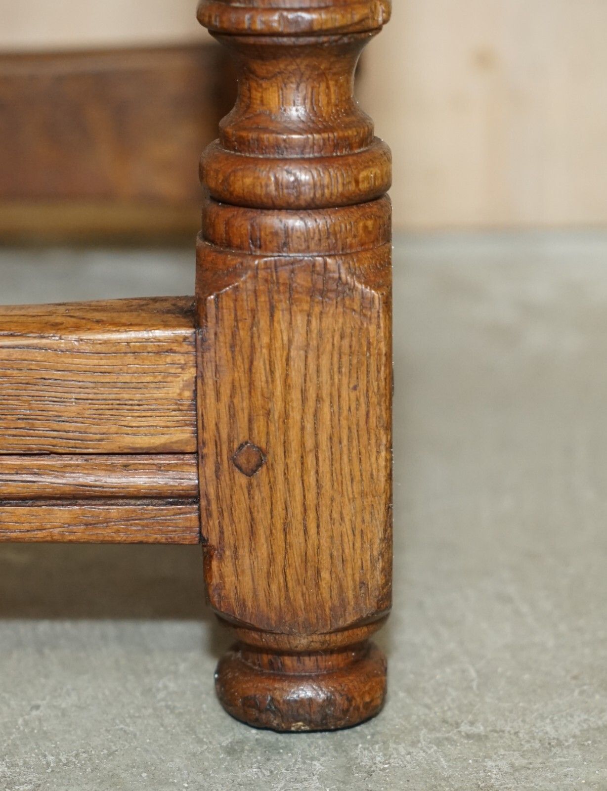 1950.0 Stunning Heavily Burred Oak Antique 18th Century Circa 1780 Jointed Stool Table photo