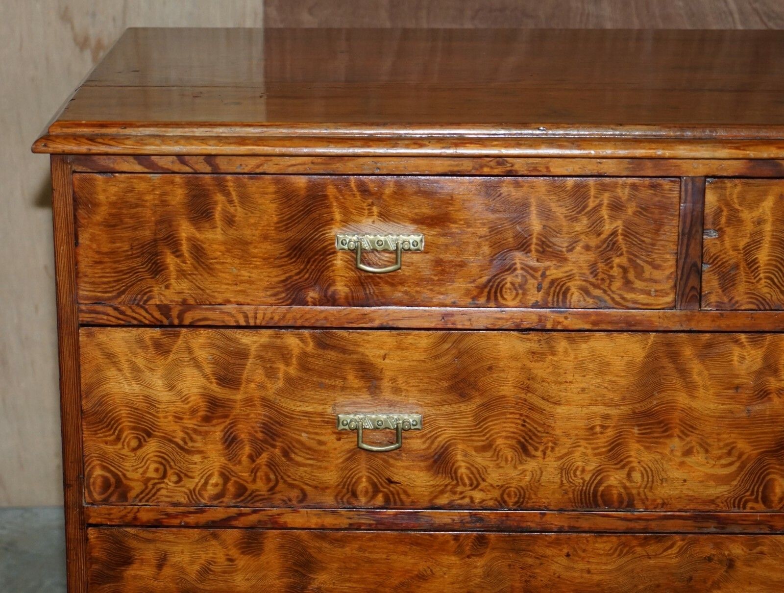Sublime Patina Circa 1880 Pitch Pine Chest Of Drawers Must See Timber Grain!!!!! photo for sale