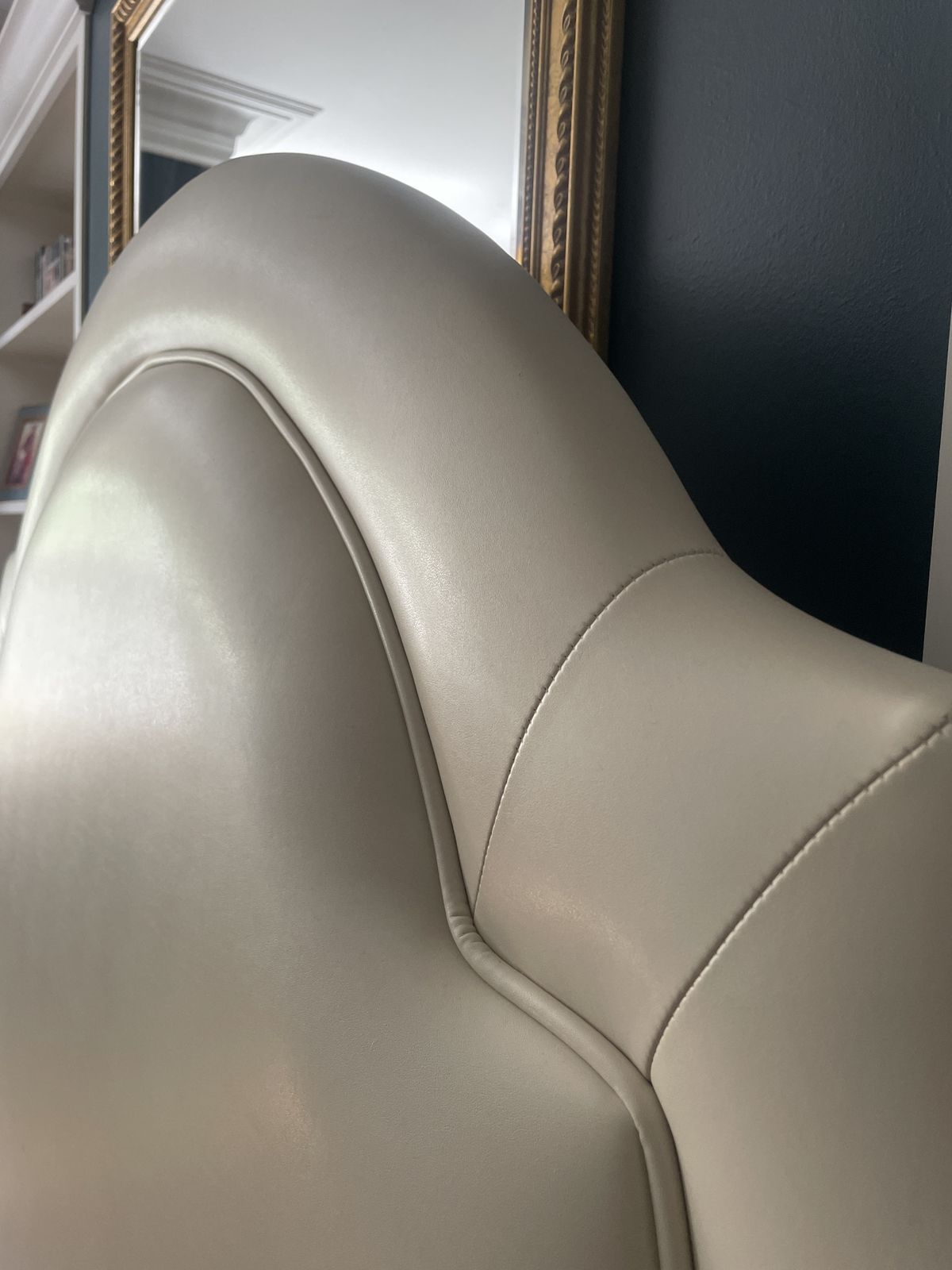 Imposing White Leather Domed Headboard photo furniture