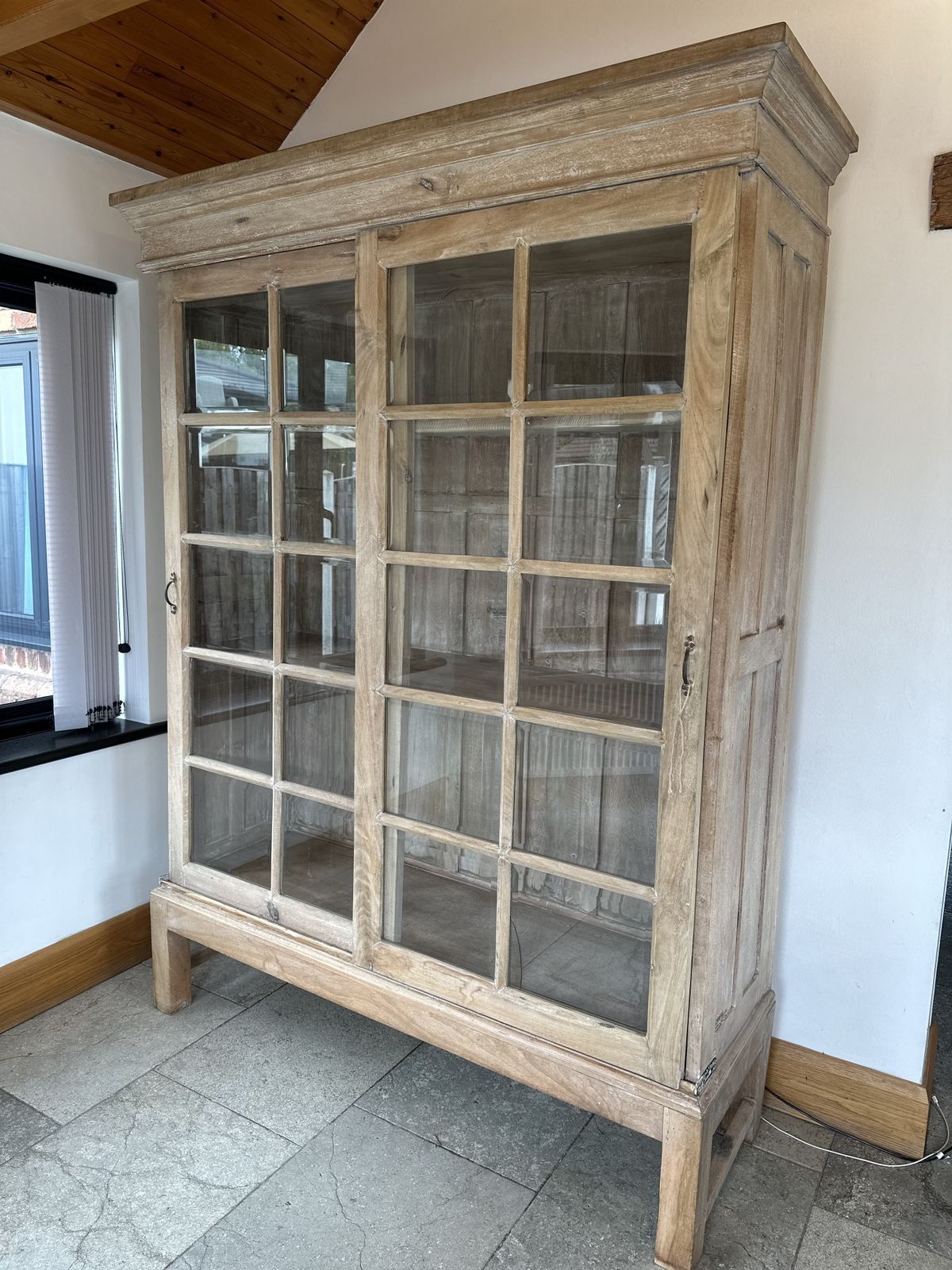 photo furniture Made By Hand From Teak Wood Large Light Wooden Sliding Cabinet 2.1m
