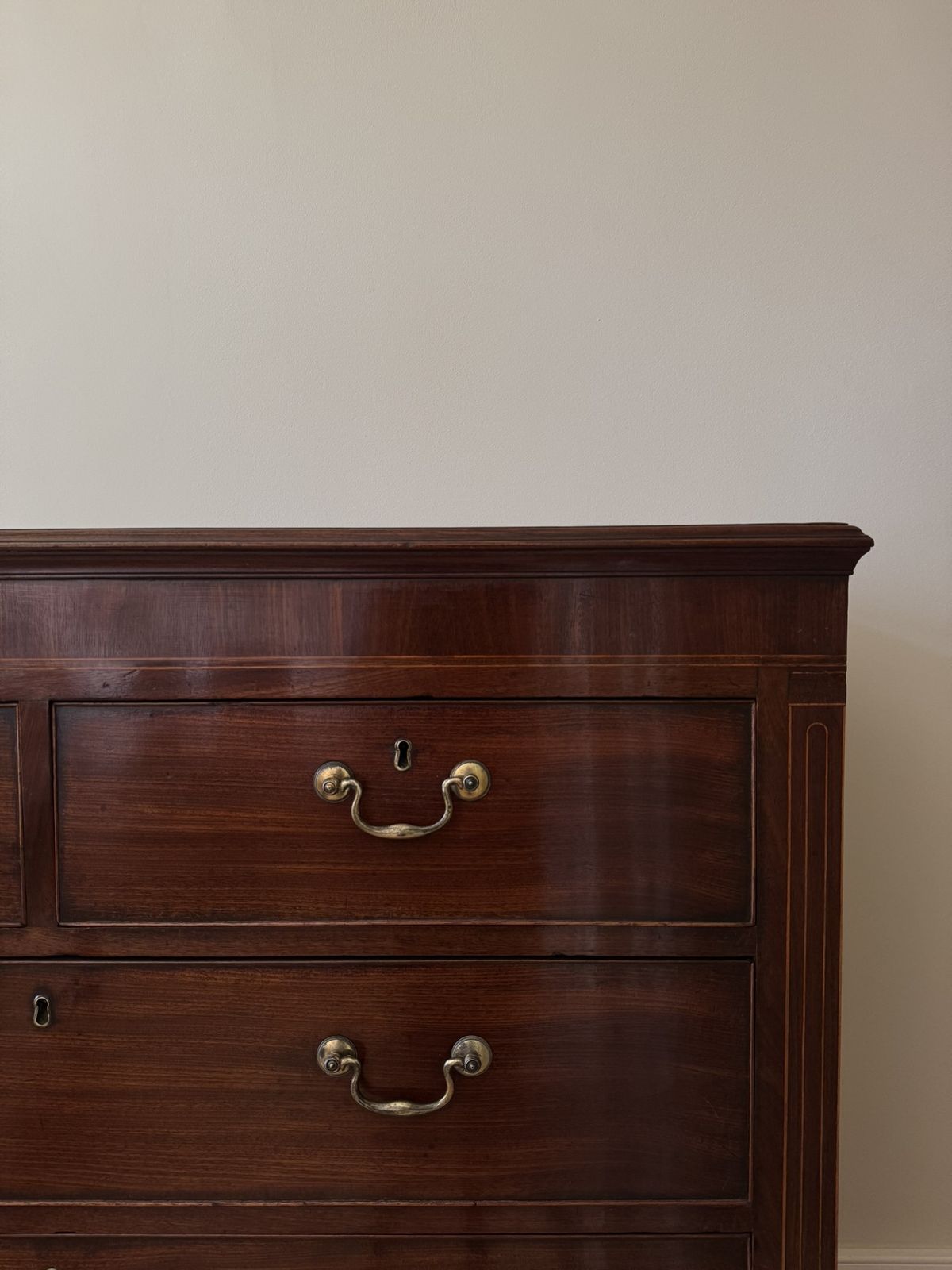 George III Mahogany And Boxwood Strung Chest Of Drawers photo for sale
