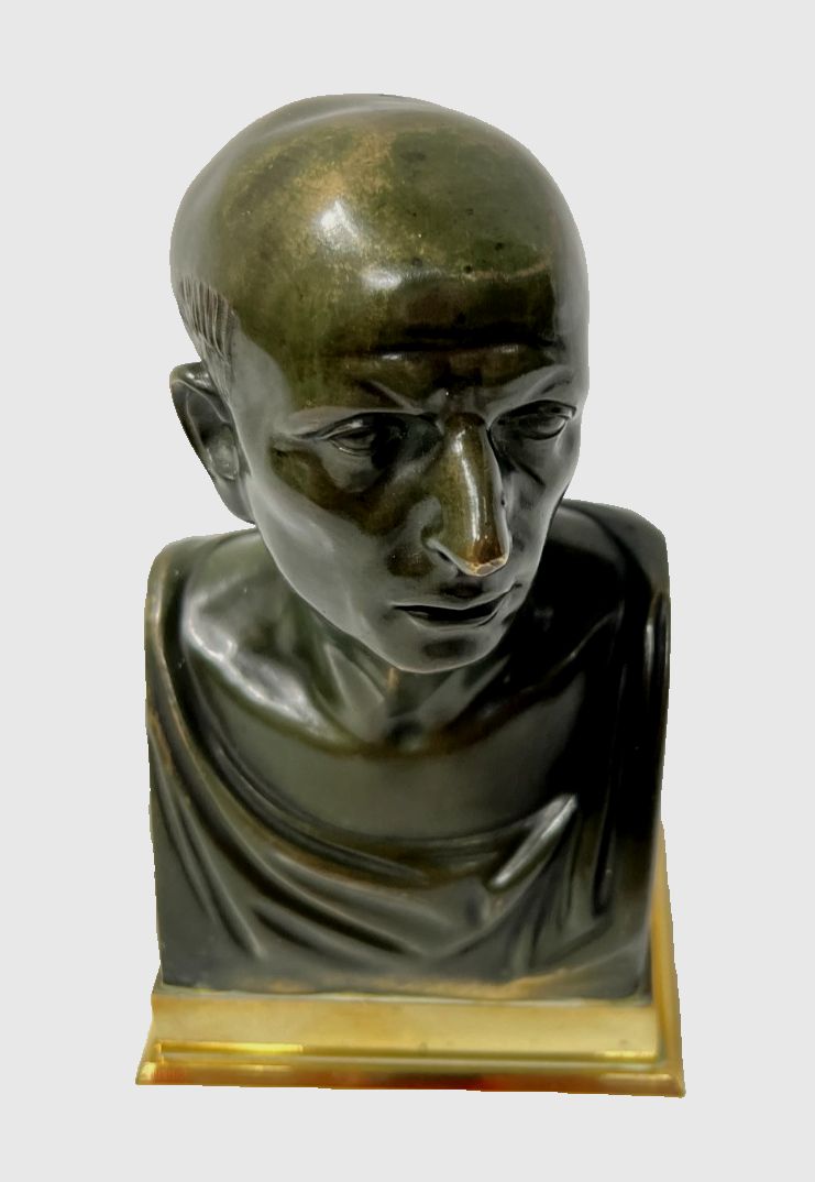 Bronze Bust Of Cicero With Brown Patina 20th Century photo Art