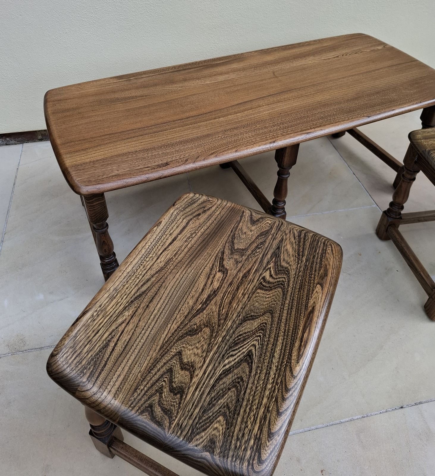 Ercol Old Colonial Nest Of Trinity Tables 3 Coffee / Side Vintage Tables photo vinterior