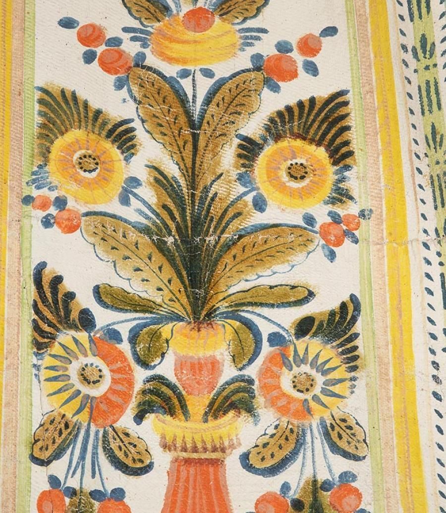 Large 19th Century Swedish Folk Art Fabric Wall Hanging photo furniture