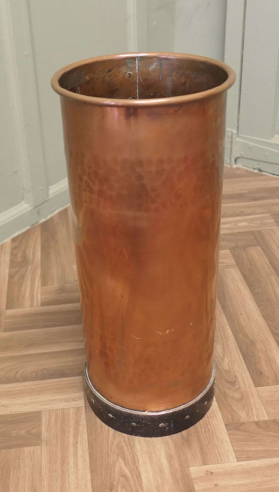Heavy Hammered And Riveted Copper Iron Stick Stand photo buy
