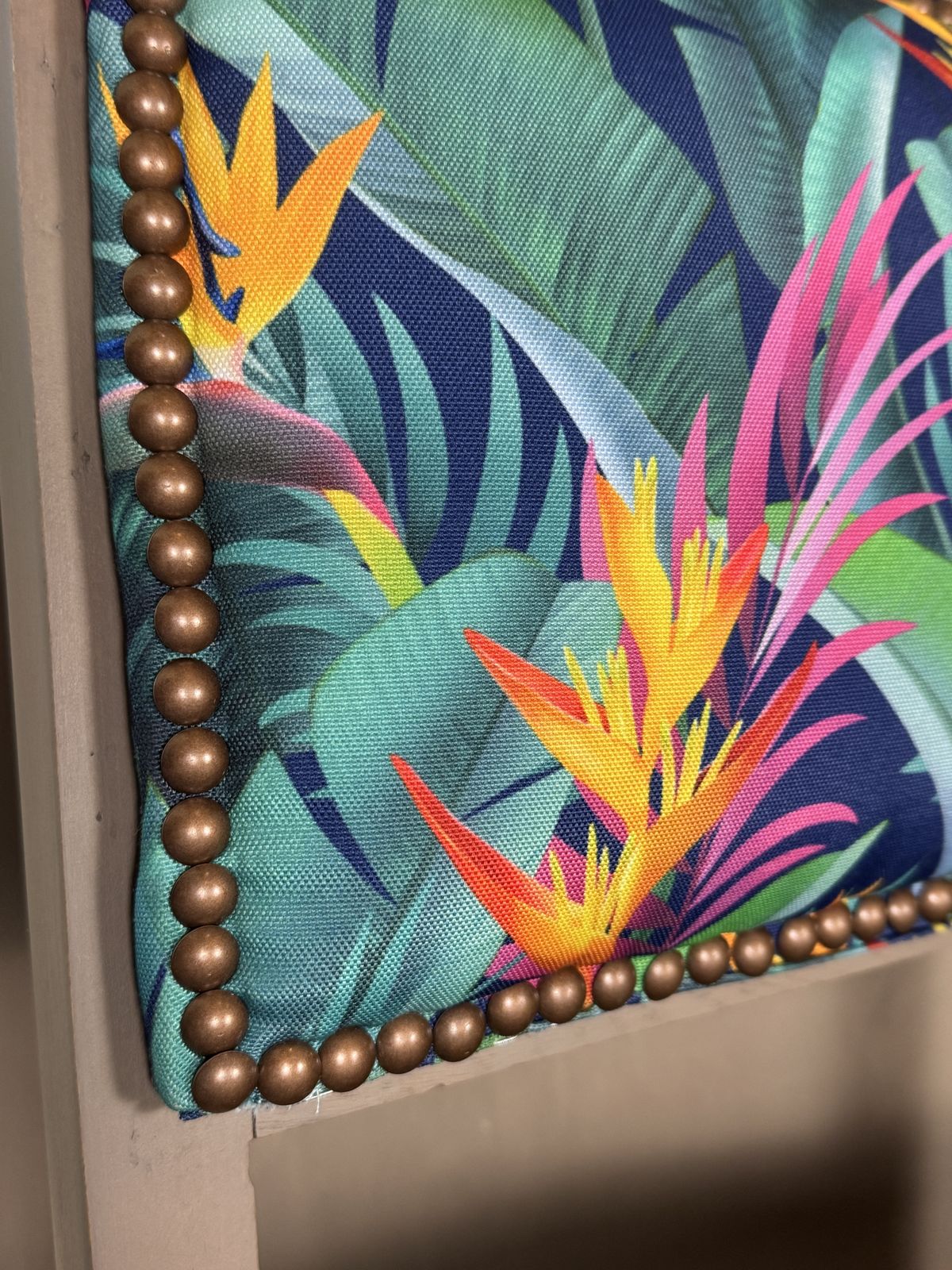 The Strelitzia Pair Hand Painted Vintage Chairs In Tropical Leaf Upholstery photo 200.0