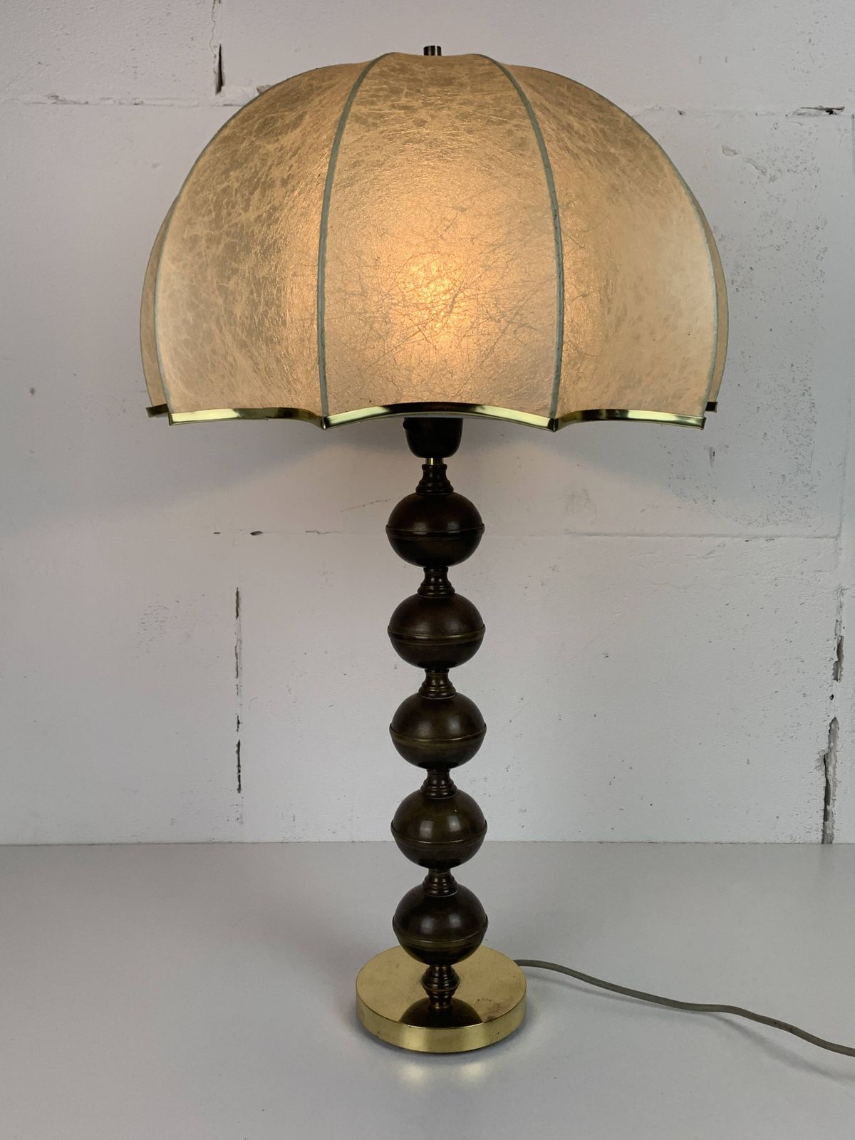 Midcentury Scandinavian Brass Cocoon Mushroom Lamp, Borens, Sweden 1960s photo for sale