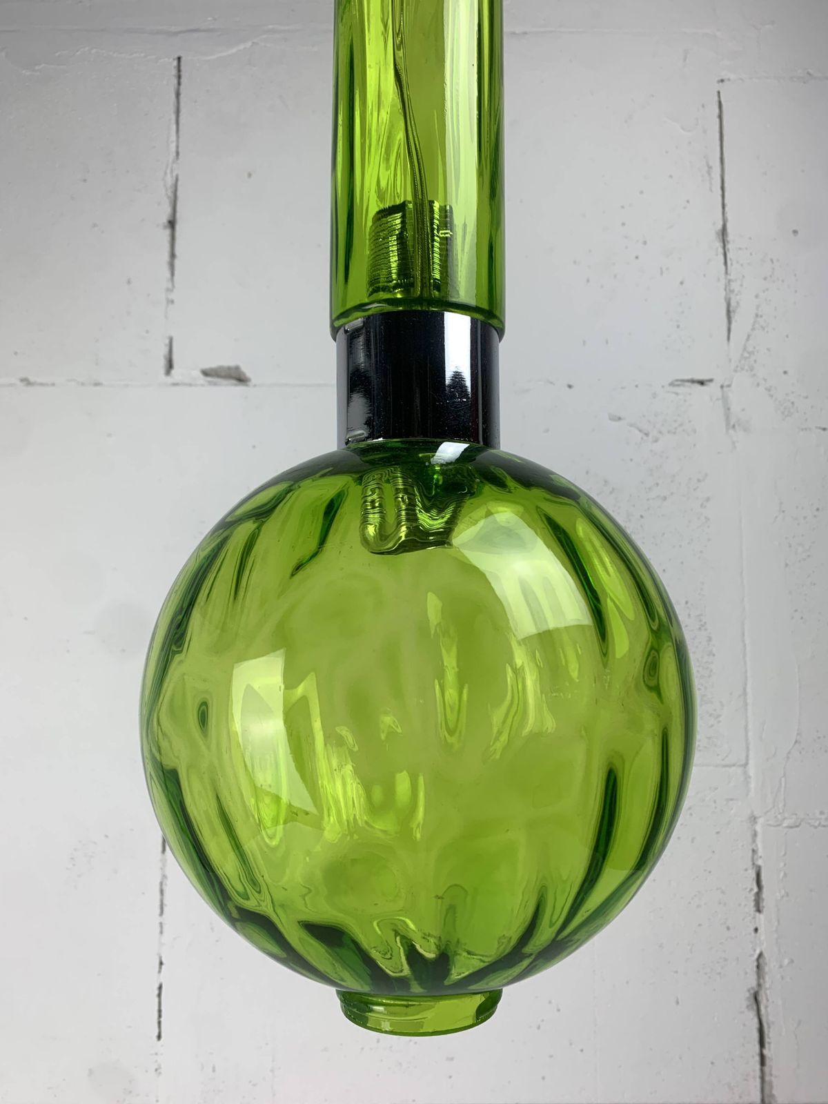Midcentury Extra Large Green Glass Tube Pendant, Staff Leuchten 1960s 1970s photo vintage