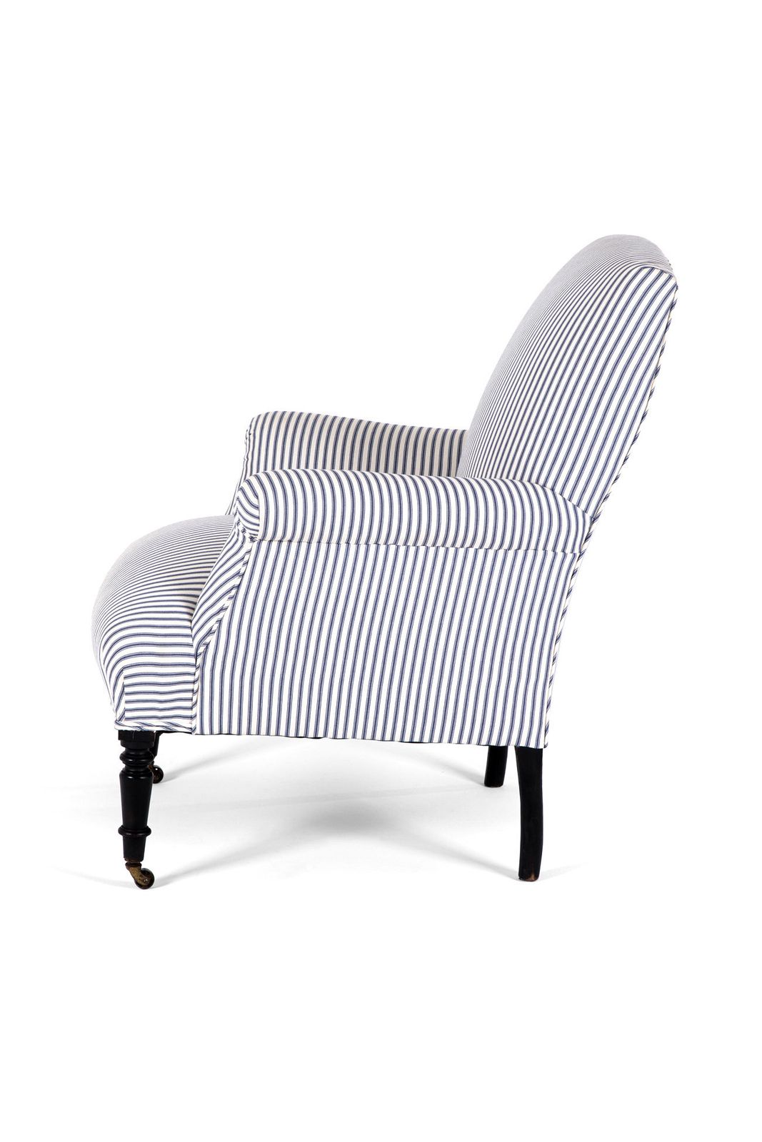 French Armchair In Princeton Ticking photo for sale