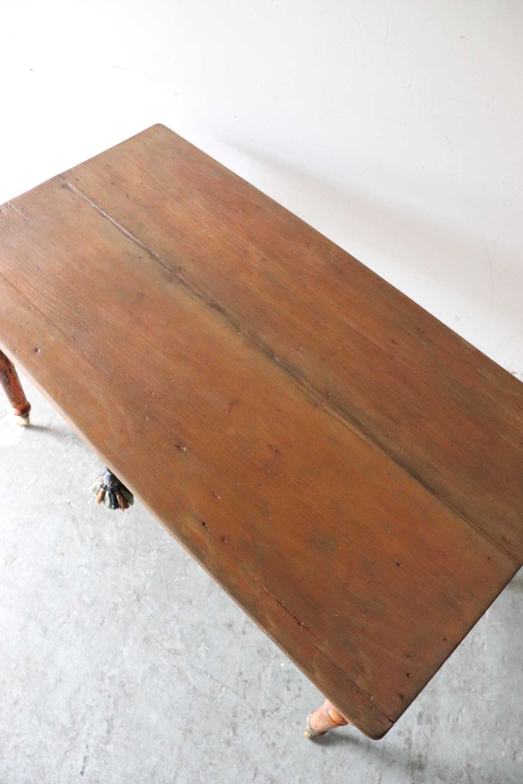 photo for sale Striking French Refectory Table Or Large Desk On Castors With Original Paint