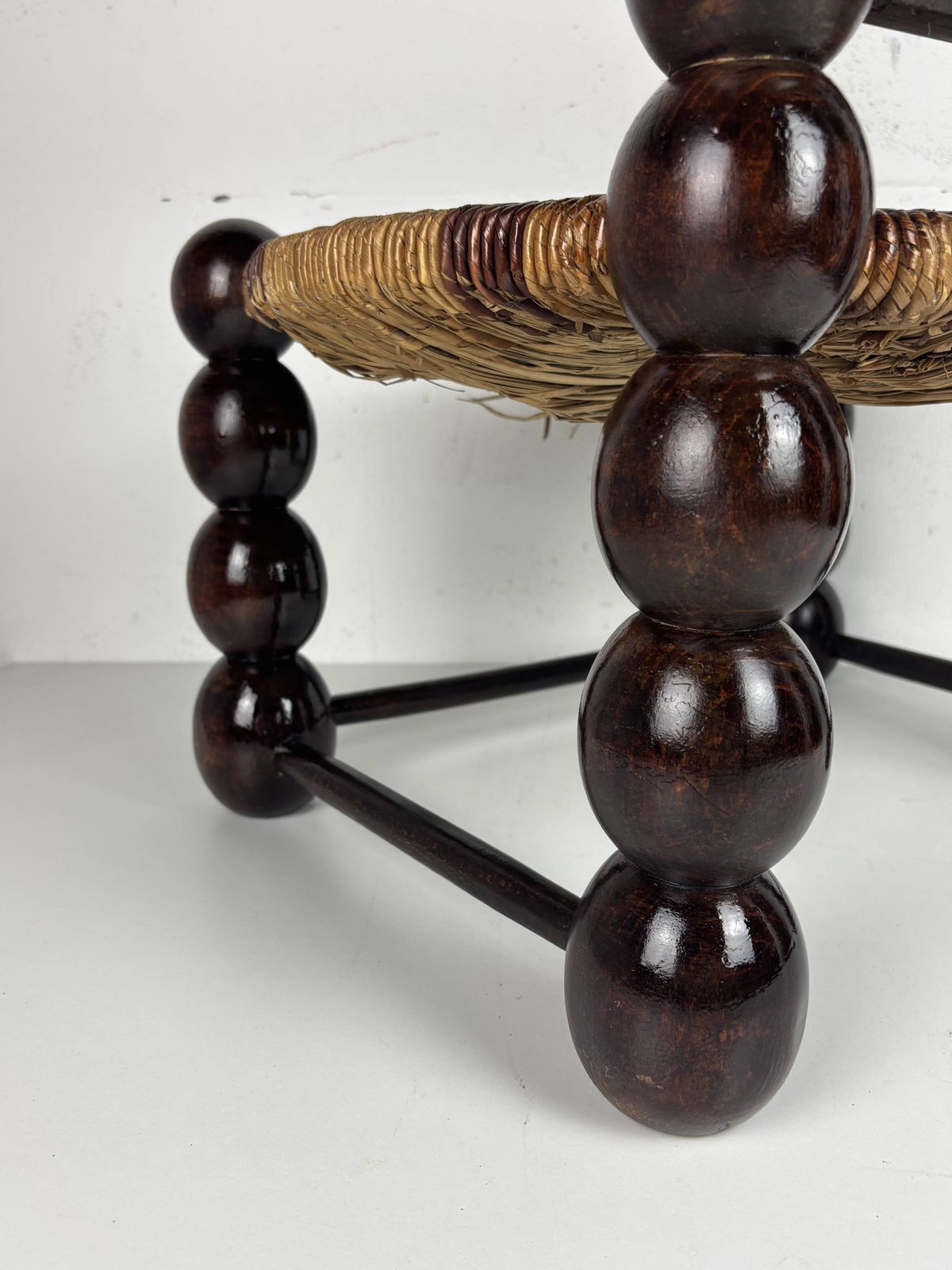 Brutalist Wood Turned Bobbin Low Rush Chair N The Style Of Charles Dudouyt photo buy