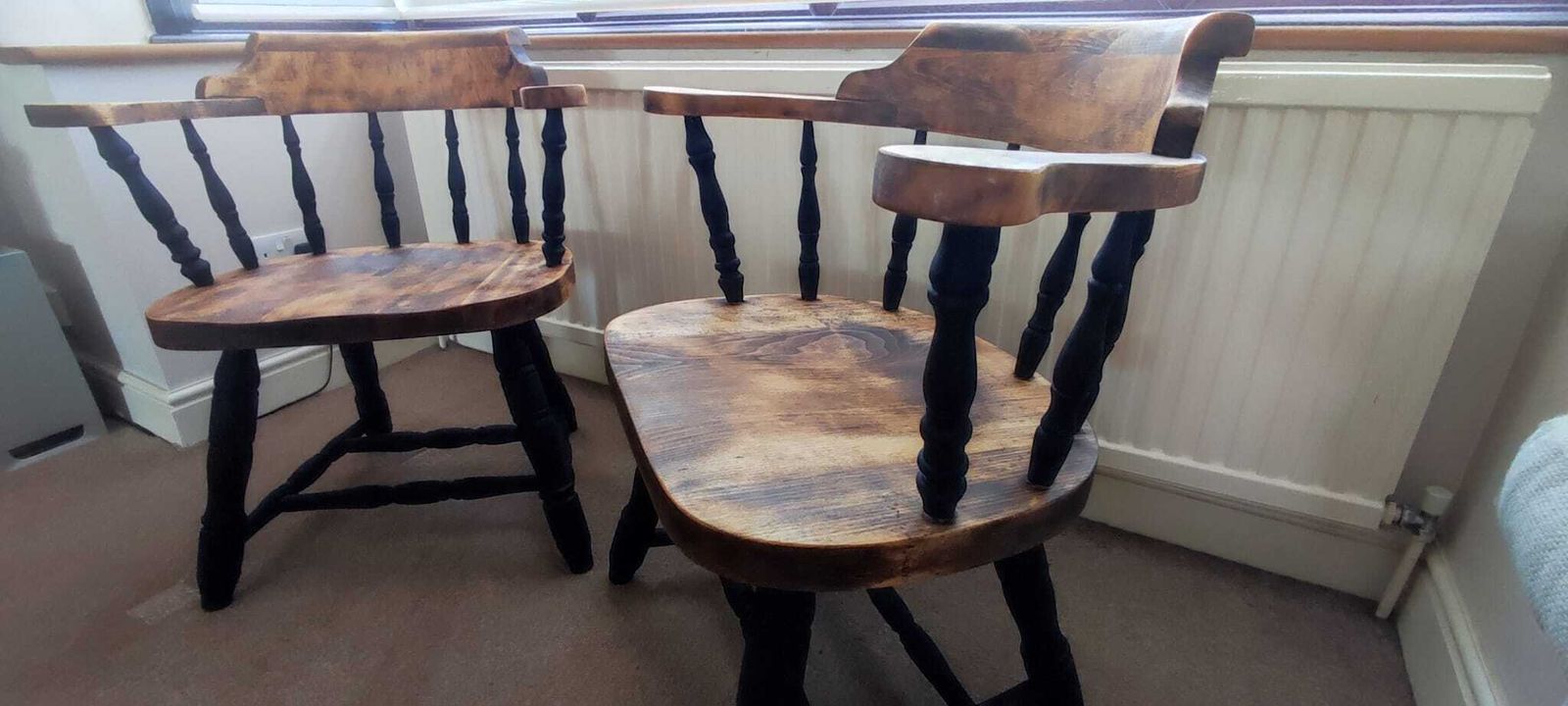 Pair Of Hand Restored Windsor Style Captain’s Chairs
