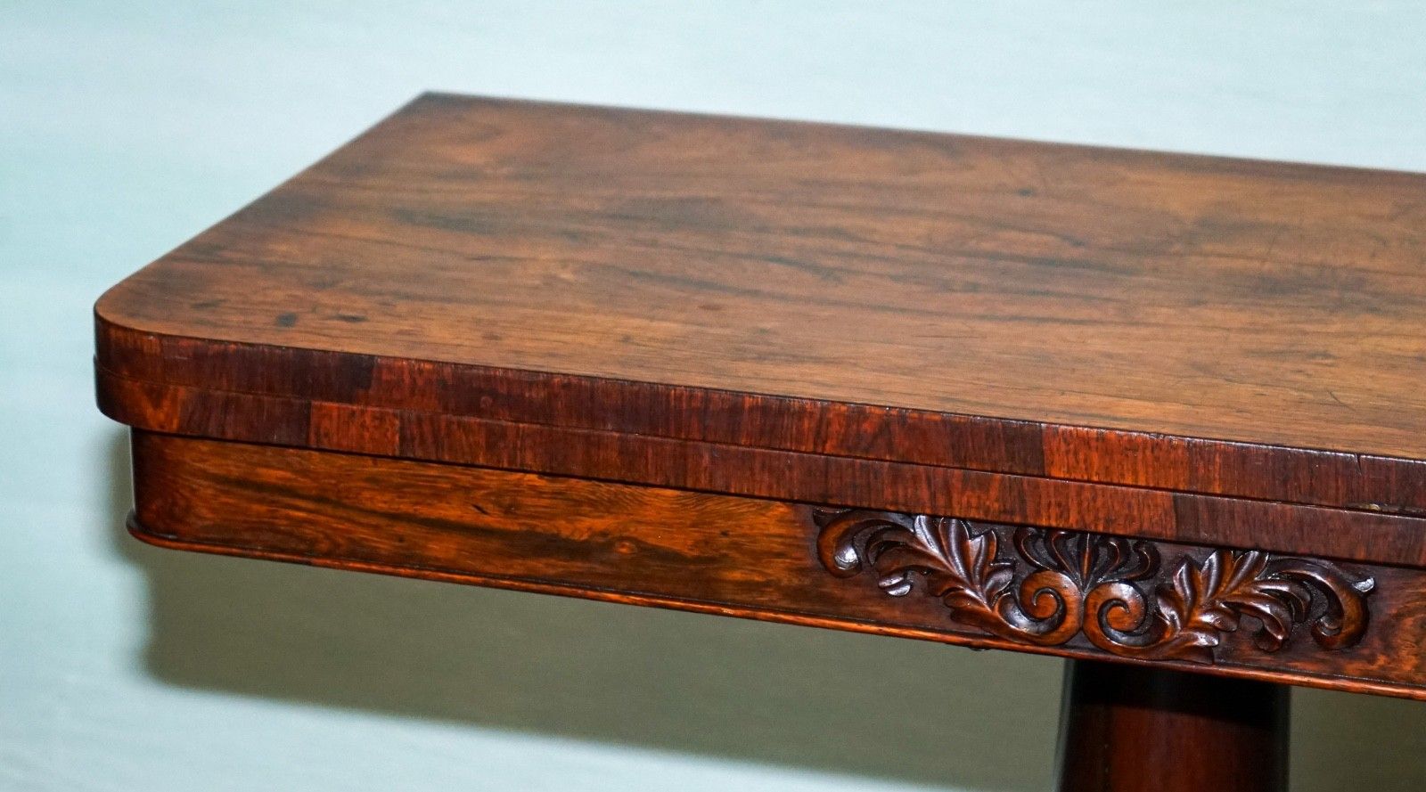 Antique 1830s William IV Folding Pedestal Card Game Table Carved Paw Base photo 1950.0