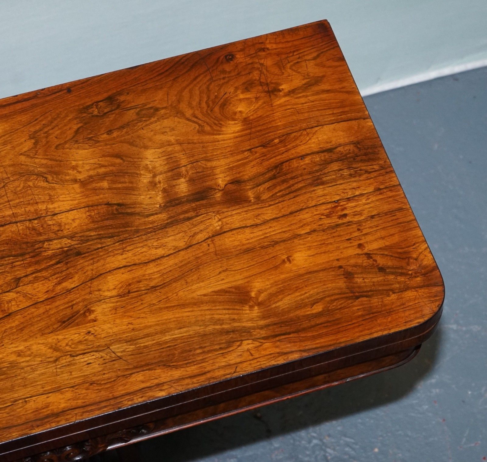 1950.0 Antique 1830s William IV Folding Pedestal Card Game Table Carved Paw Base photo