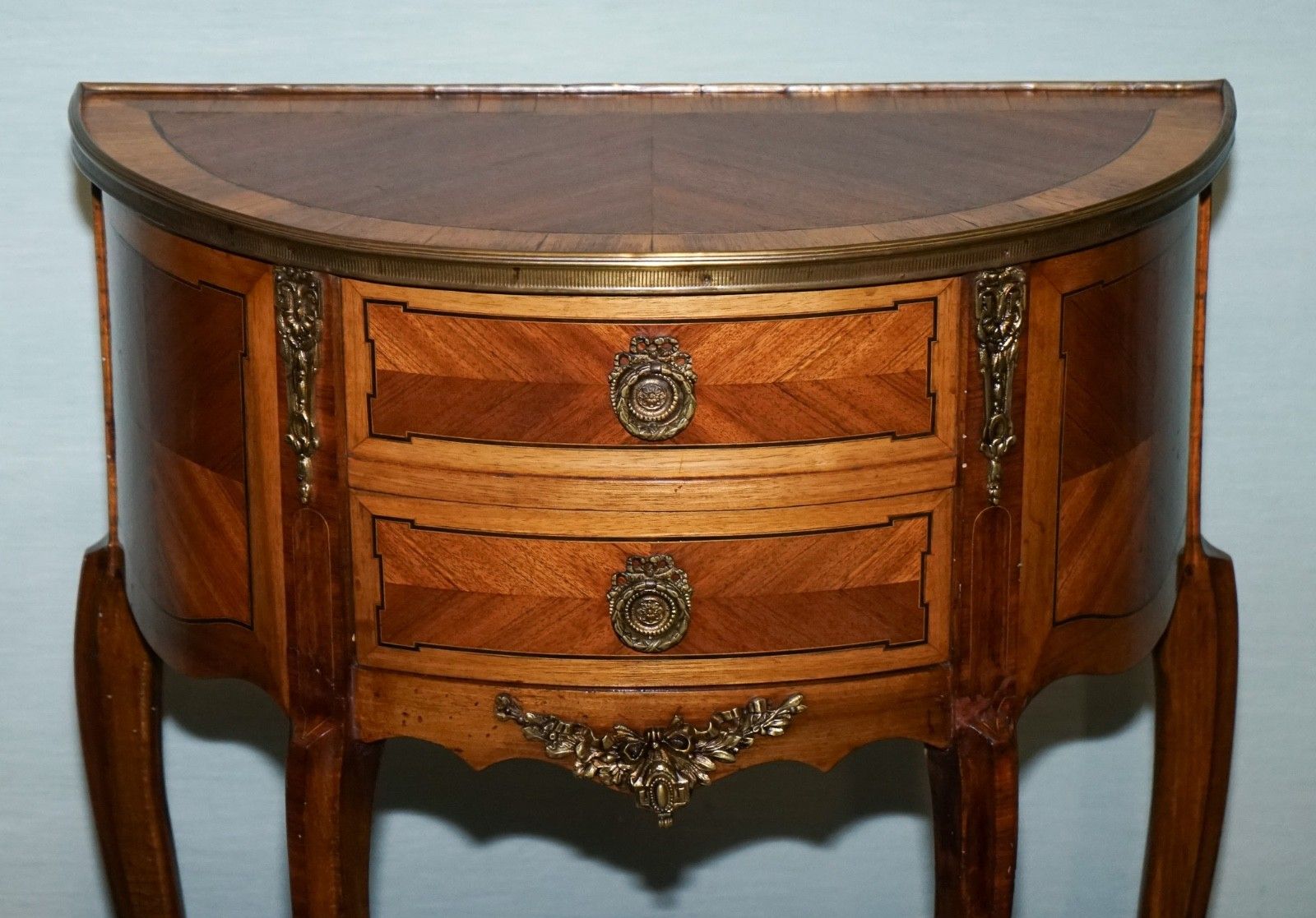 Louis XV Style Marquetry Side Table Nightstand With Gilt Gold Mounts photo Furniture