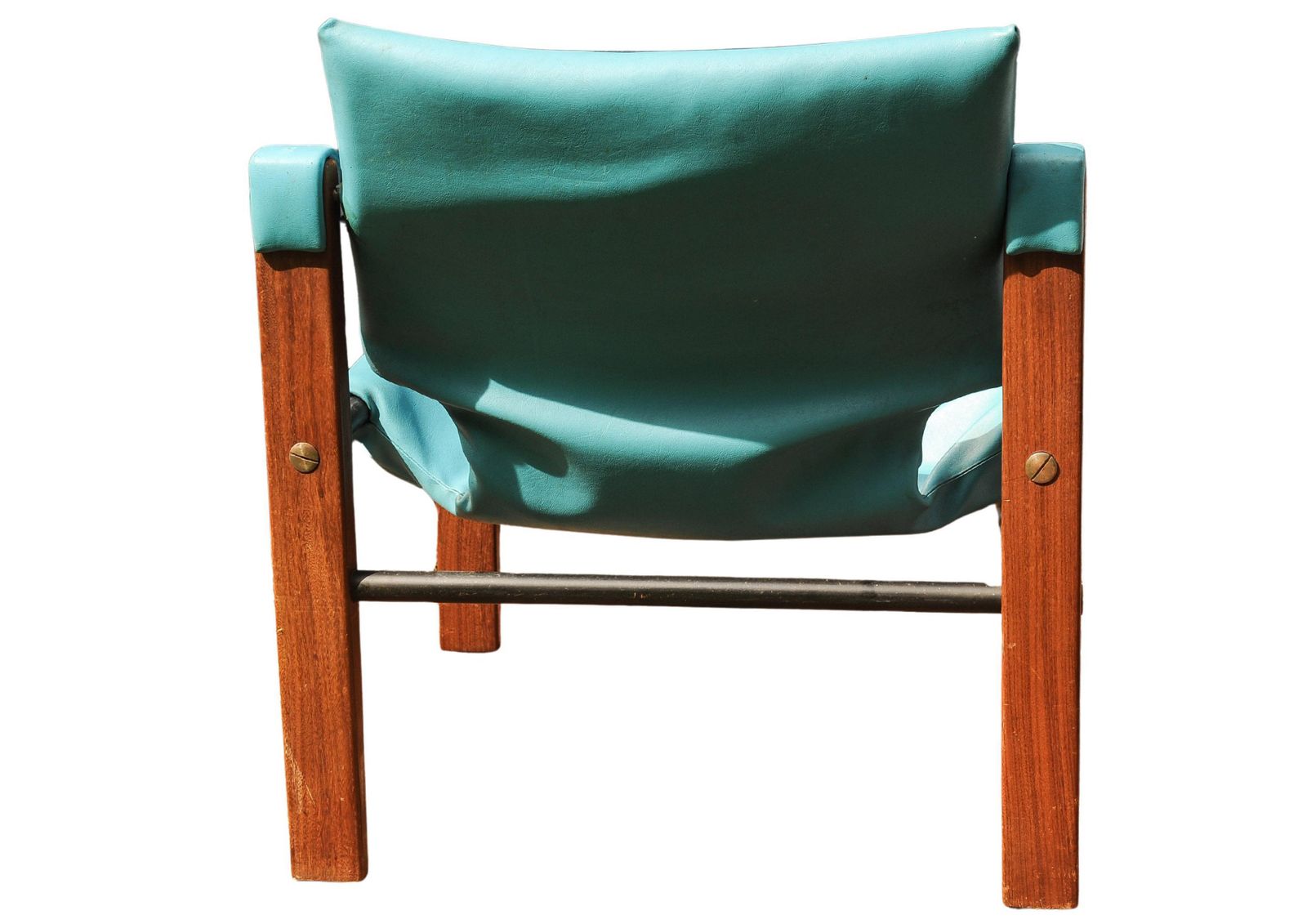 Mid Century Maurice Burke For Arkana Teak & Steel Safari Chair & Matching Footstool In Turquoise Upholstery Made In Falkirk, Scotland 1970's photo vintage