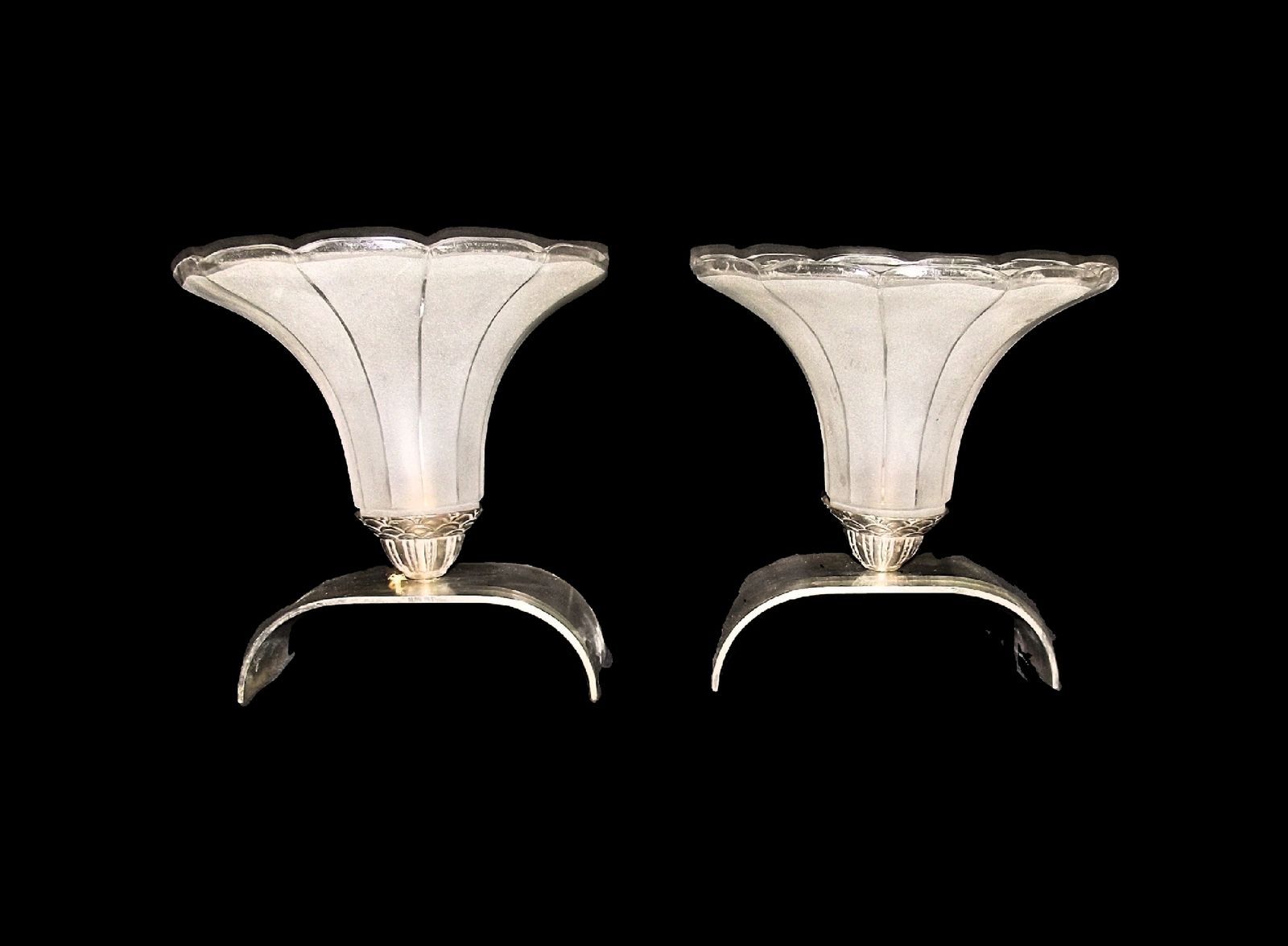 Pair Of Art Deco Lamps In Unique Stylish Design France 1930s