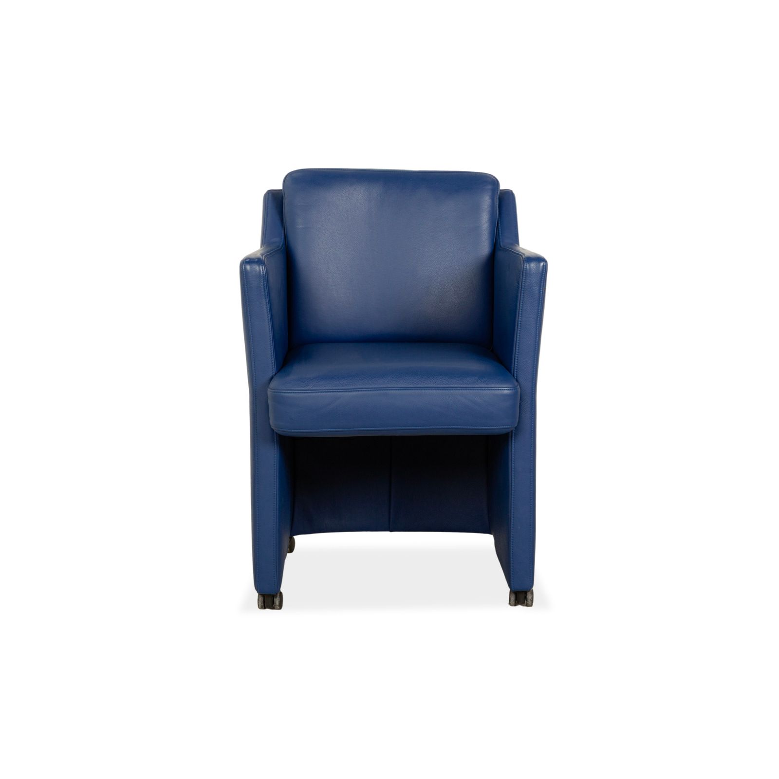 Mobilier Fauteuil Rolf Benz en cuir bleu, à roulettes photo
