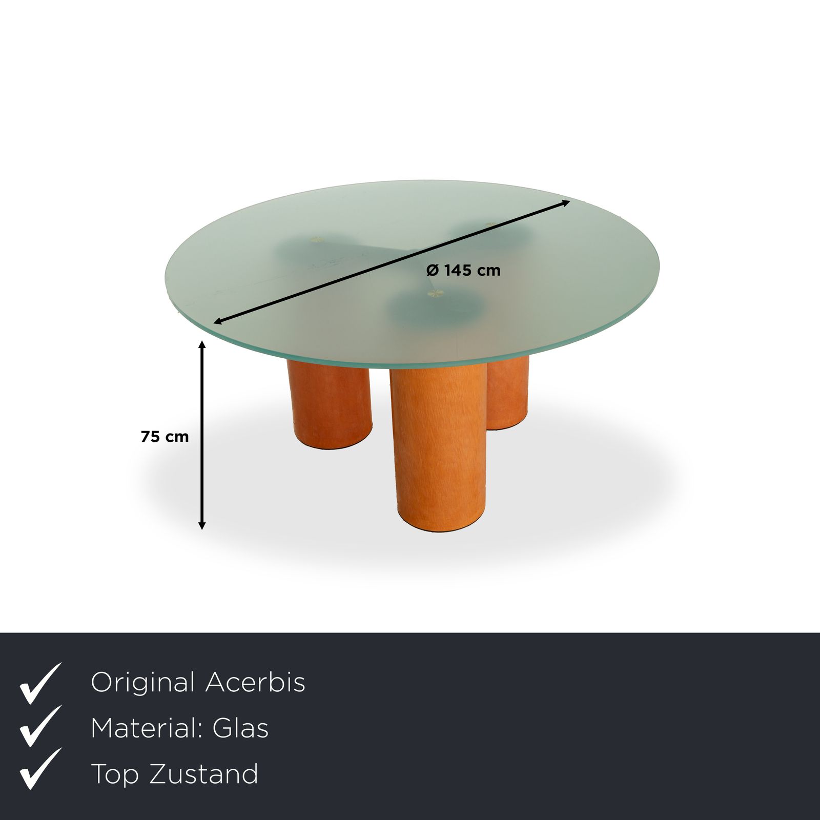 Table ronde Acerbis Serenissimo en verre, brun et argent, ø 145 cm photo furniture